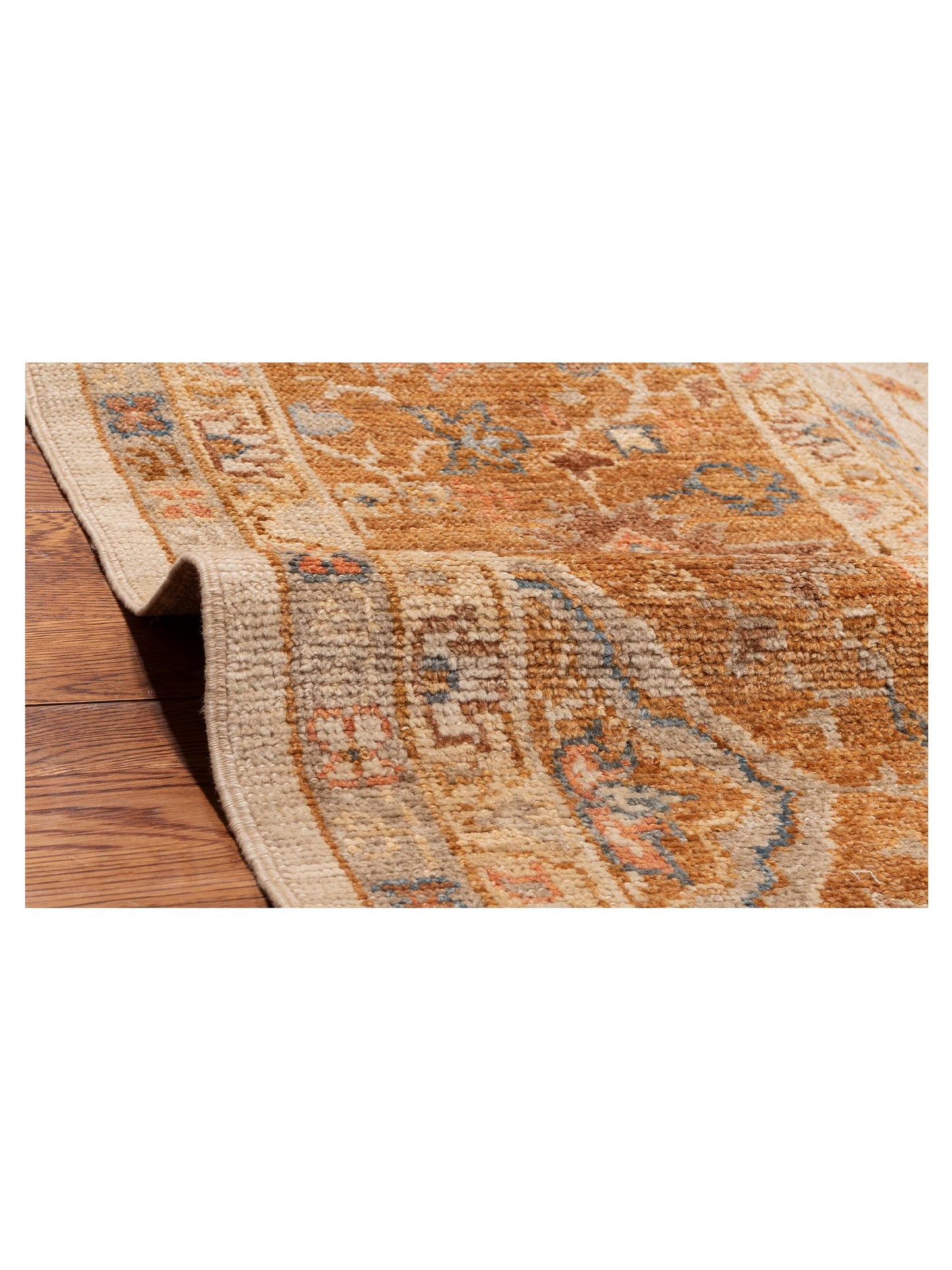 Angora Oushak 153608 Ivory Orange 12.5x18.5 Hand Knotted Rug