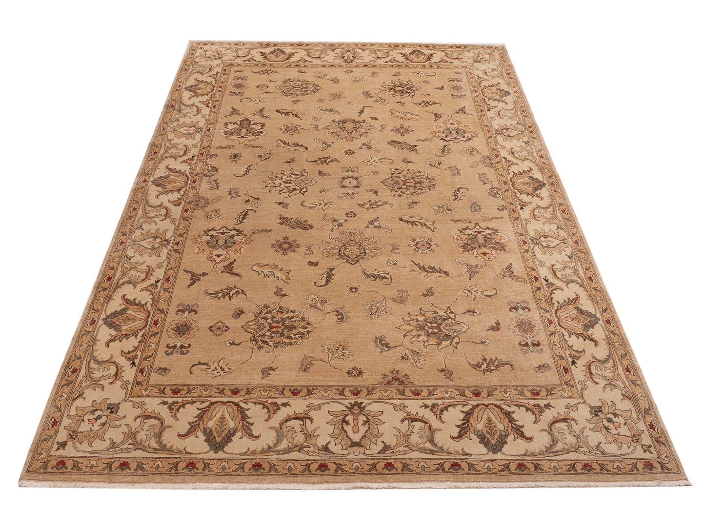 Turkish Elvan 153613 Cream Ivory 10.2x14.7 Hand Knotted Rug