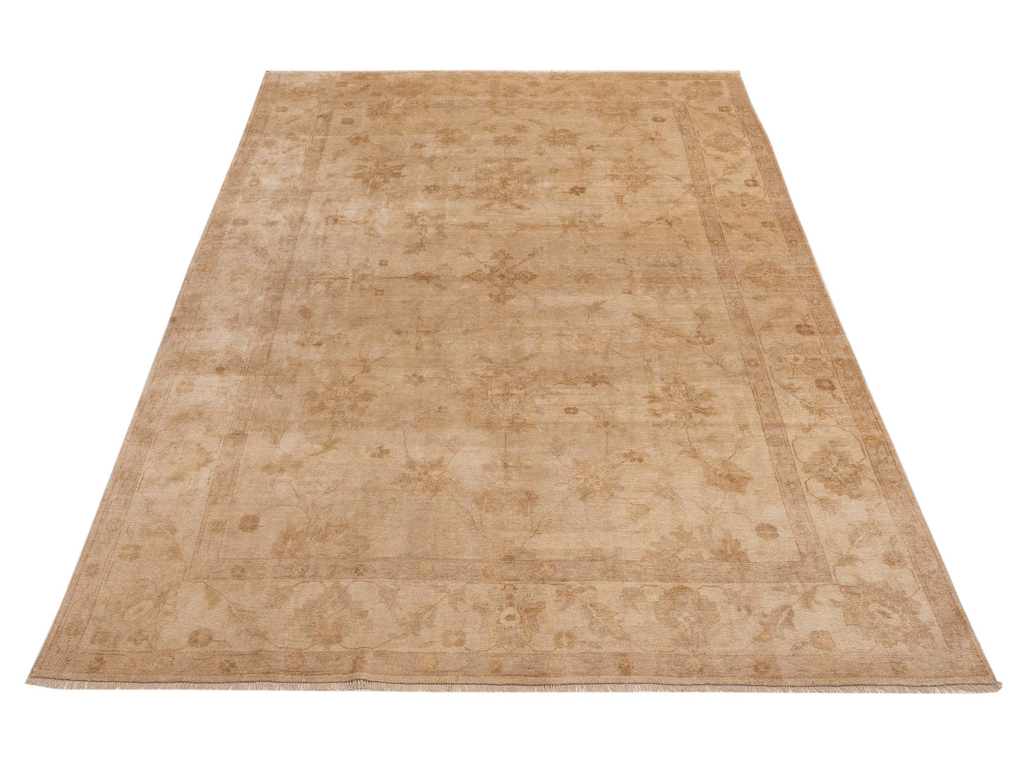 Oushak Shah 153615 Beige Beige 9.7x13.3 Hand Knotted Rug