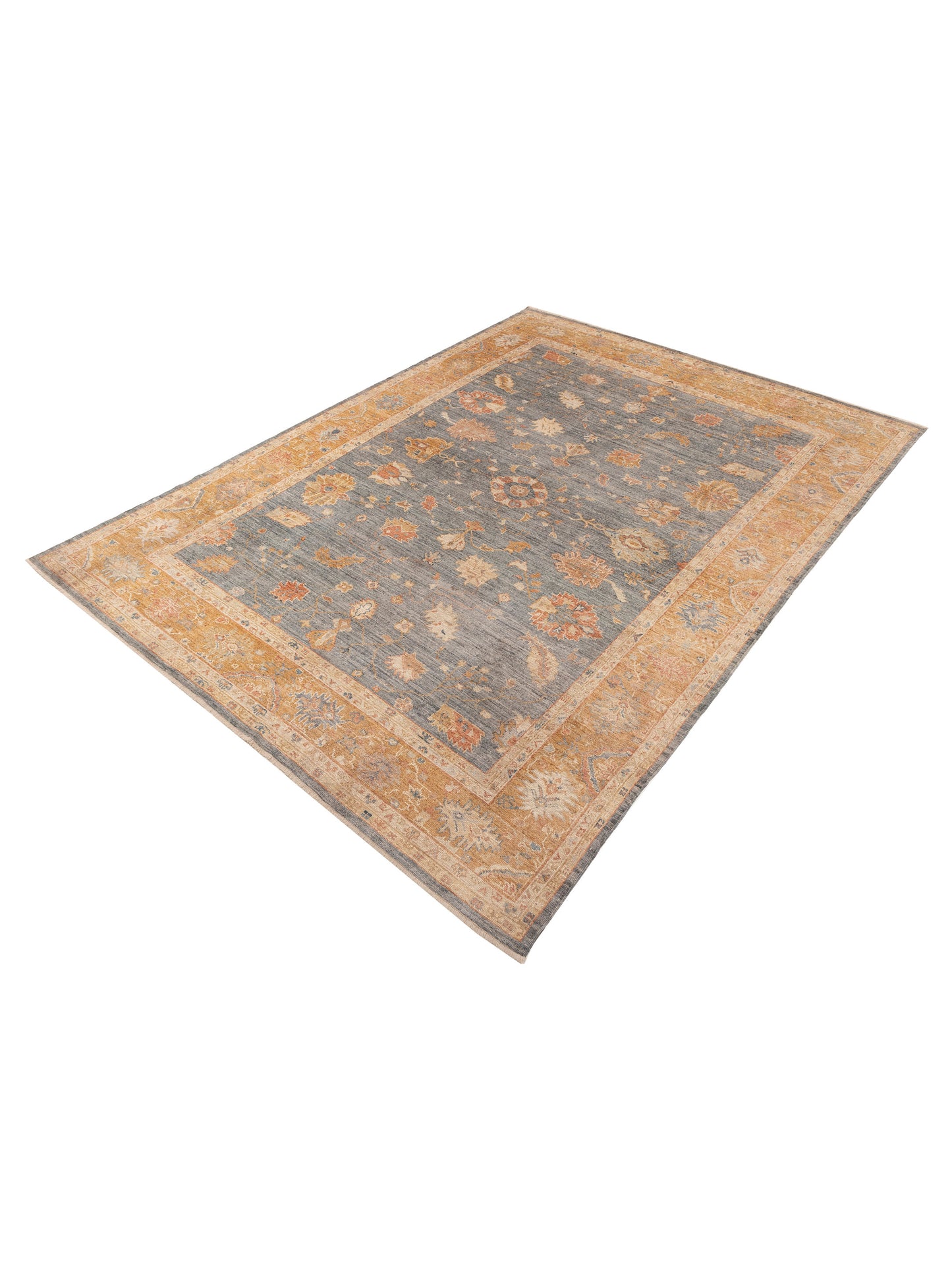 Angora Oushak 153616 Blue Gold 10.3x14.4 Hand Knotted Rug
