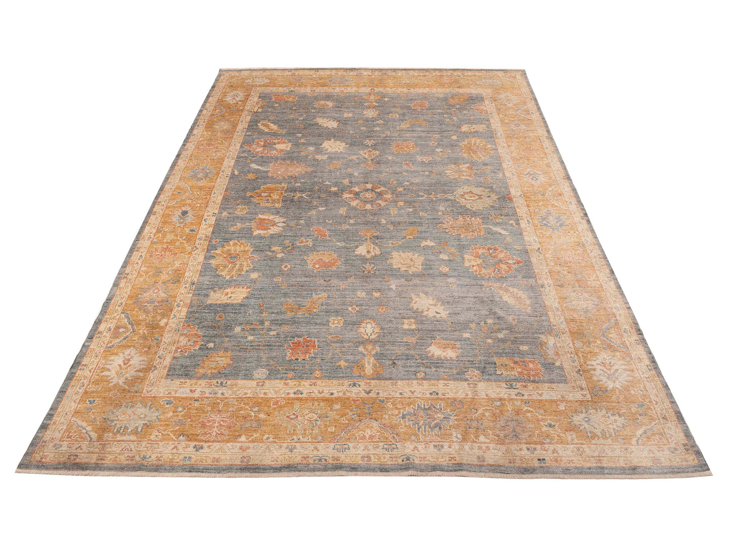 Angora Oushak 153616 Blue Gold 10.3x14.4 Hand Knotted Rug