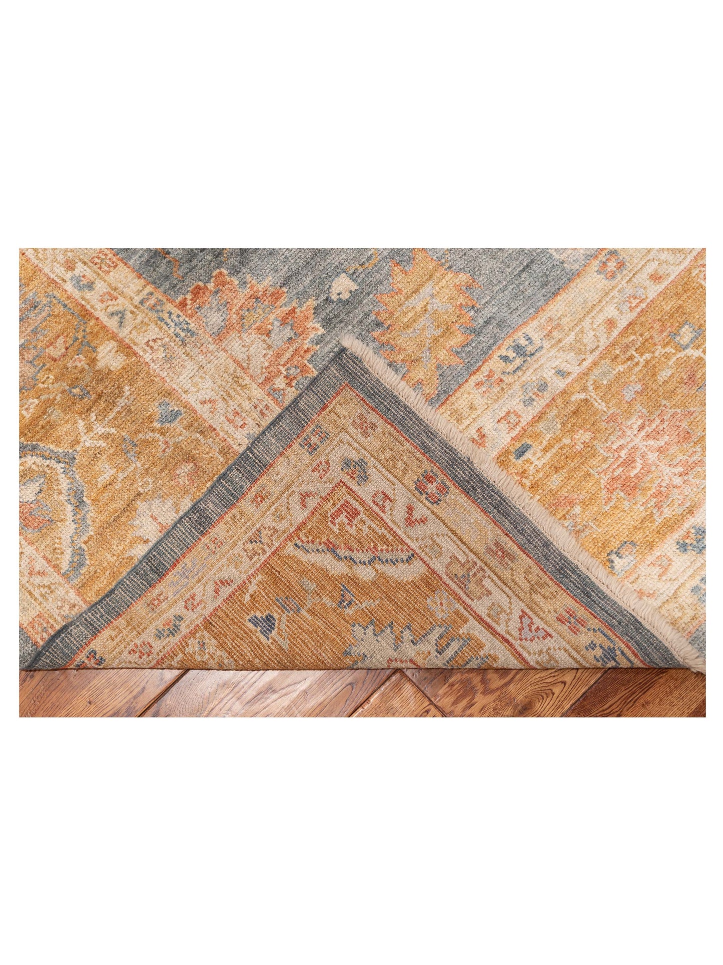 Angora Oushak 153616 Blue Gold 10.3x14.4 Hand Knotted Rug