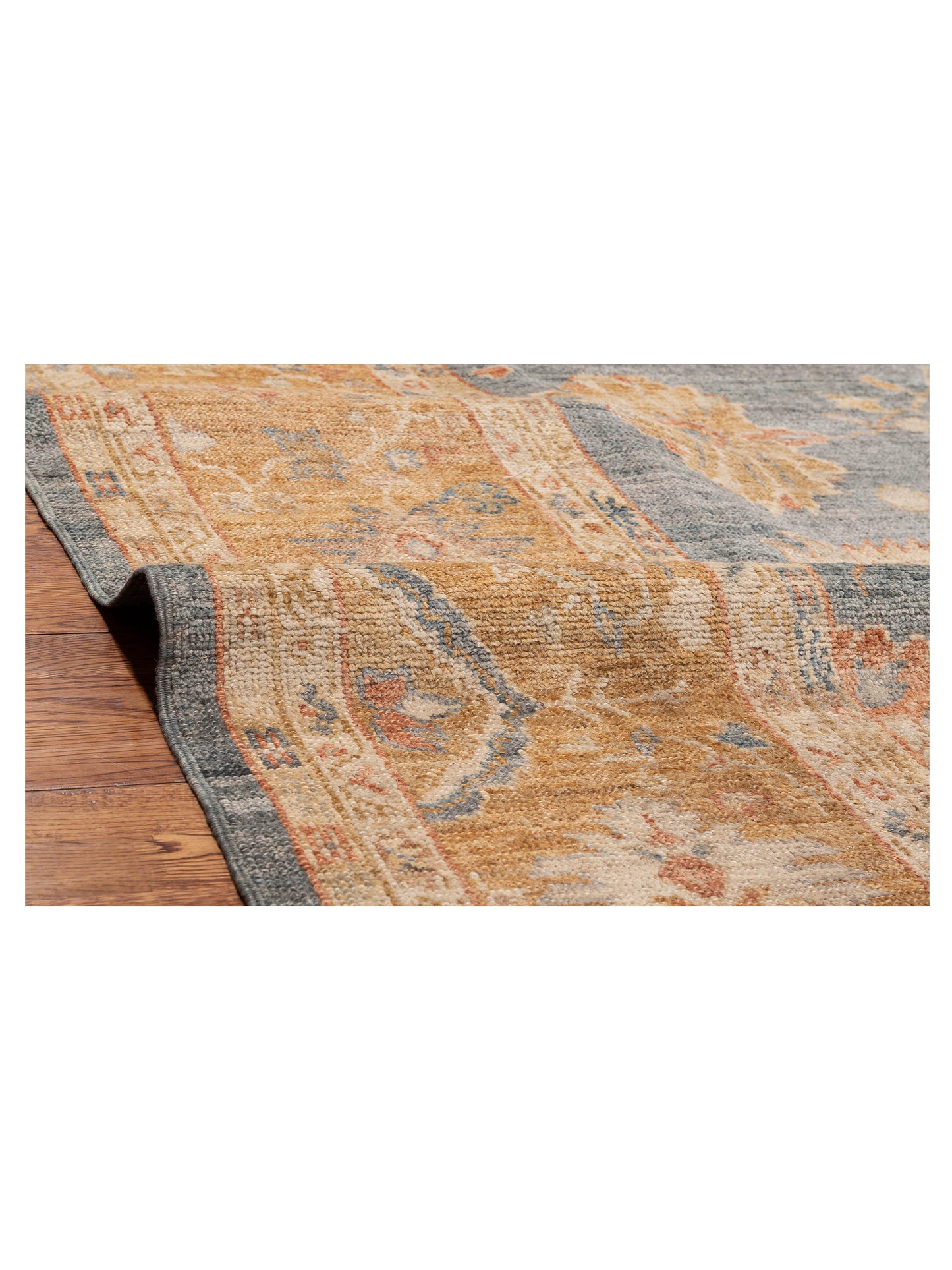 Angora Oushak 153616 Blue Gold 10.3x14.4 Hand Knotted Rug