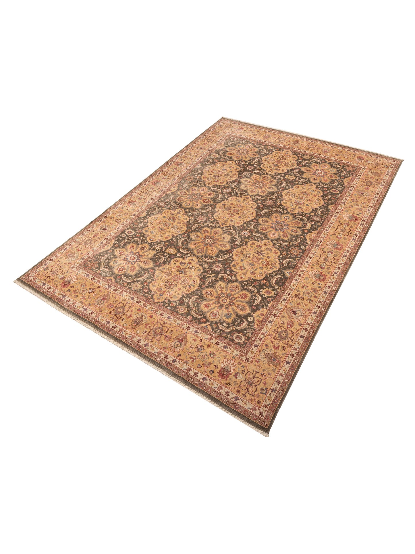 Antique Loom 153636 Green Gold 10.3x15.2 Hand Knotted Rug
