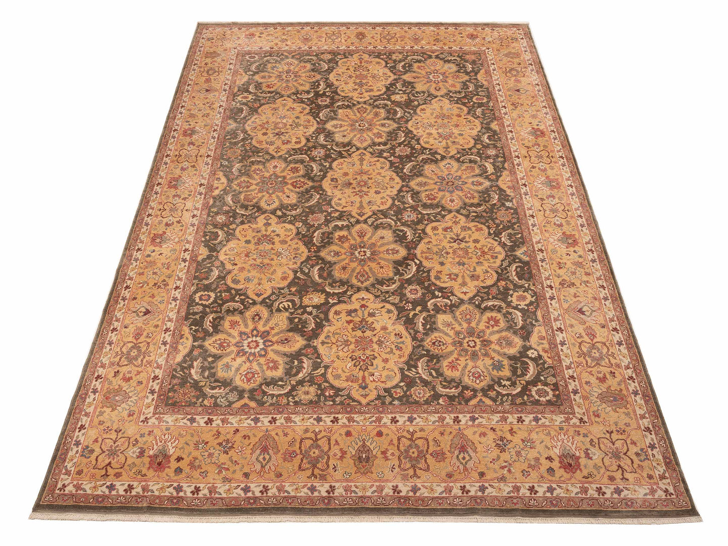 Antique Loom 153636 Green Gold 10.3x15.2 Hand Knotted Rug
