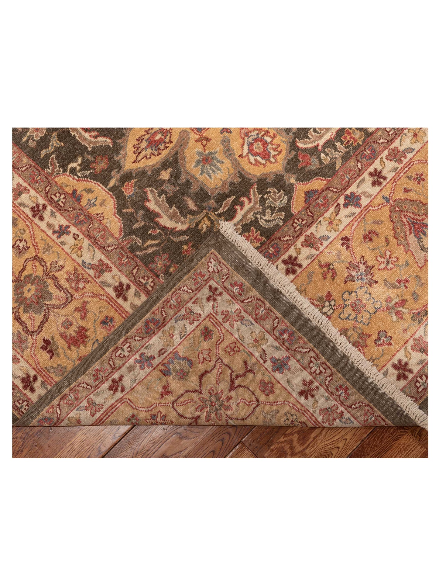 Antique Loom 153636 Green Gold 10.3x15.2 Hand Knotted Rug