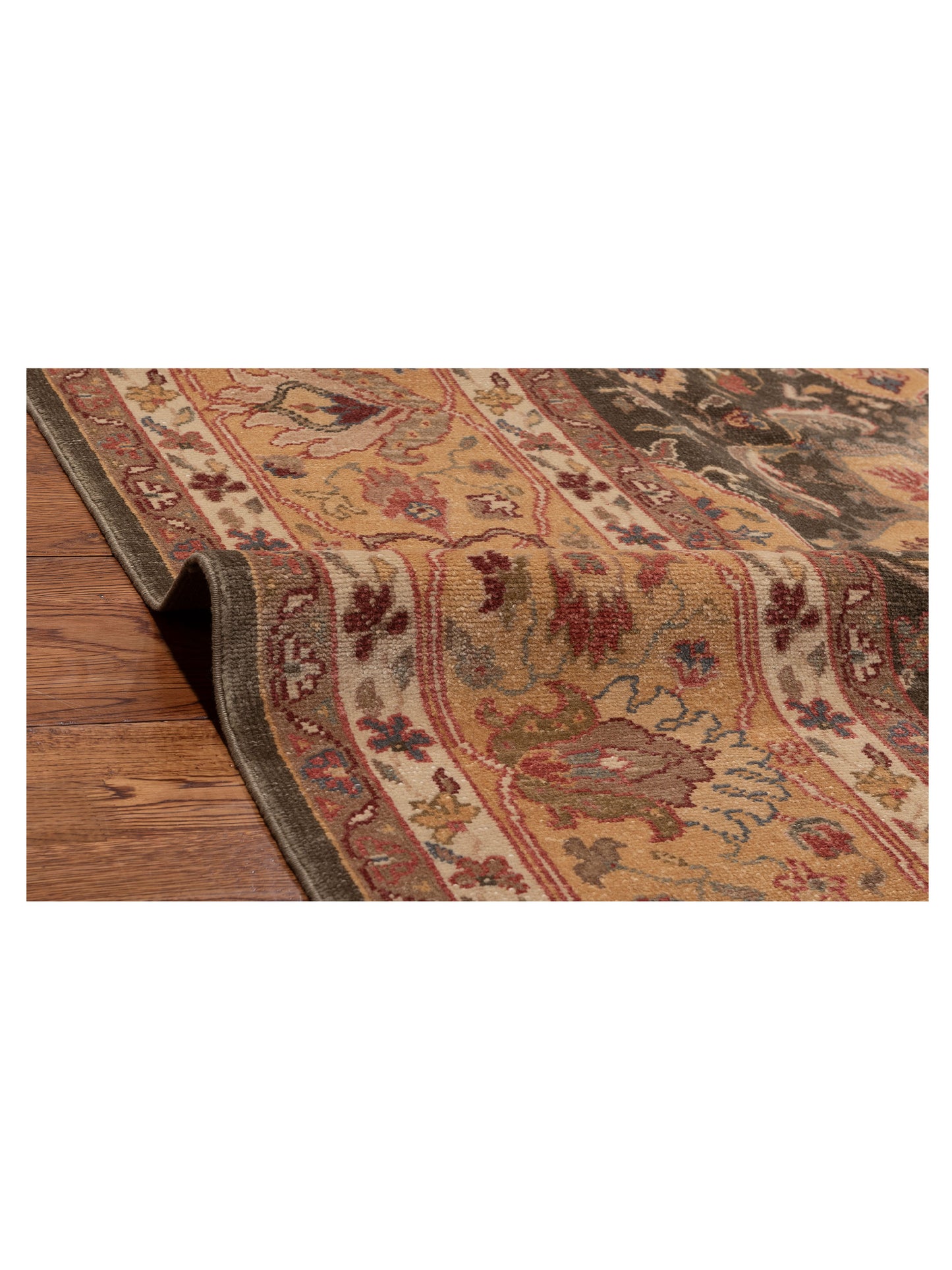 Antique Loom 153636 Green Gold 10.3x15.2 Hand Knotted Rug