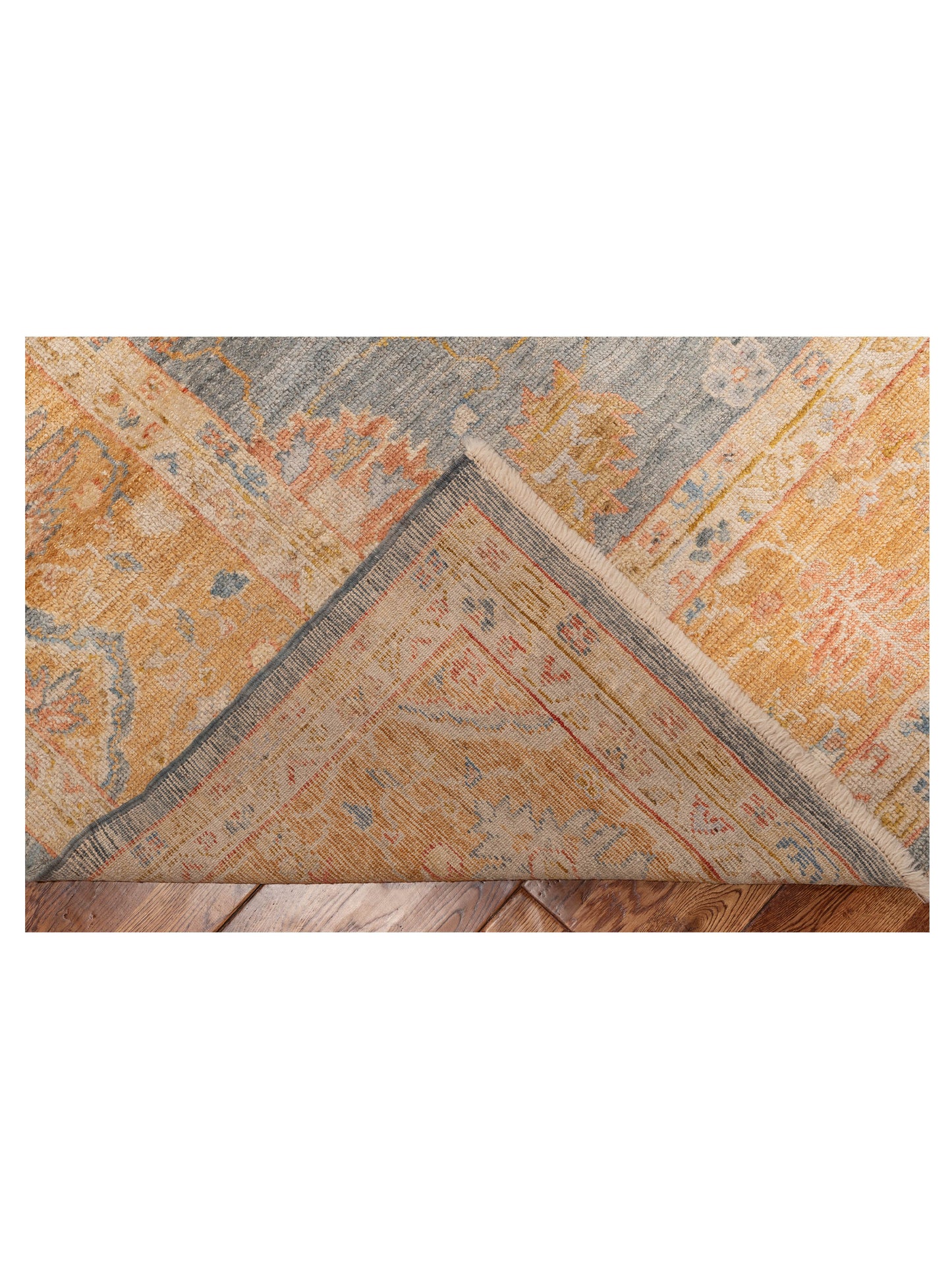 Angora Oushak 153639 Blue Orange 9.11x12.9 Hand Knotted Rug