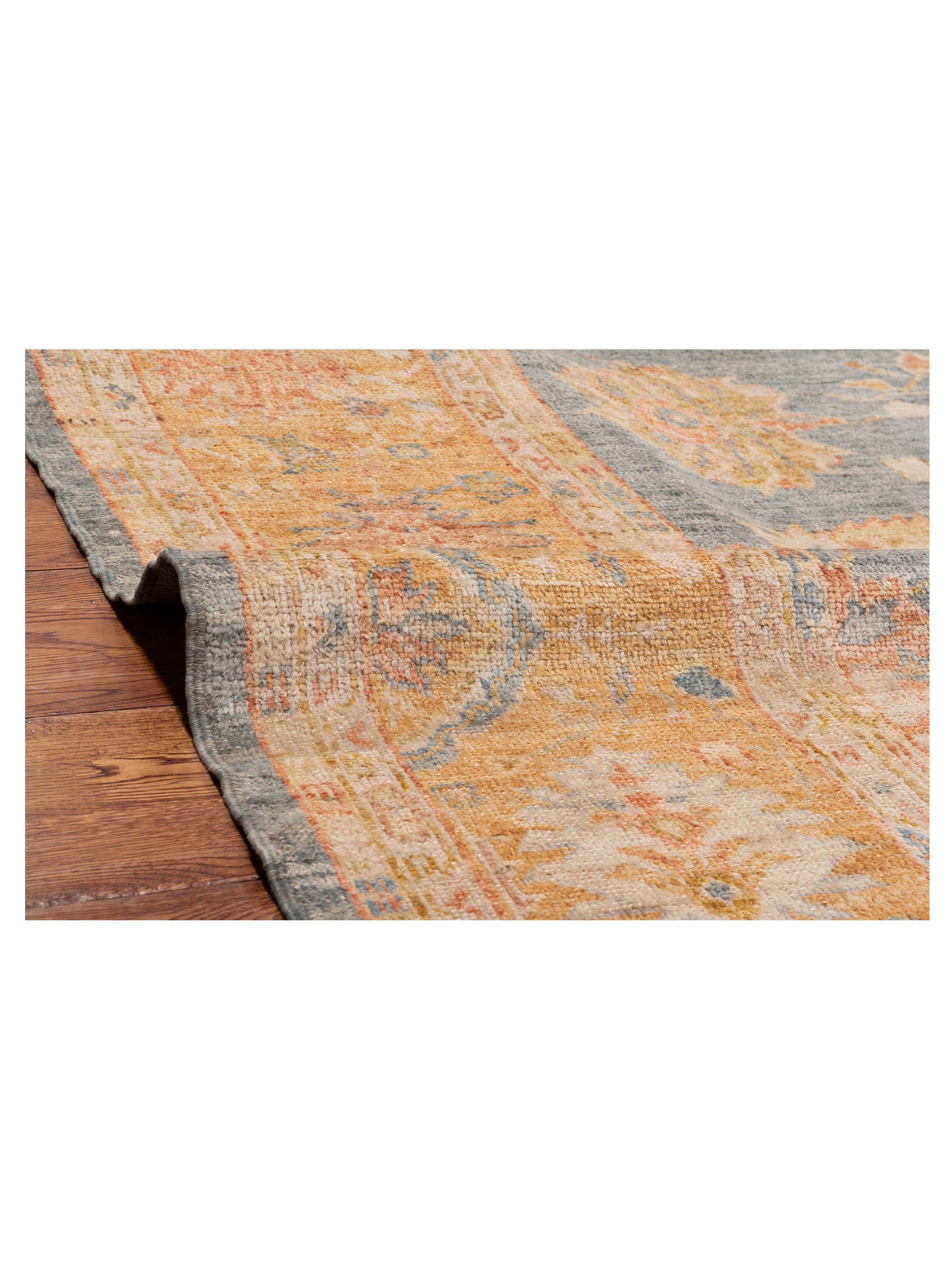 Angora Oushak 153639 Blue Orange 9.11x12.9 Hand Knotted Rug
