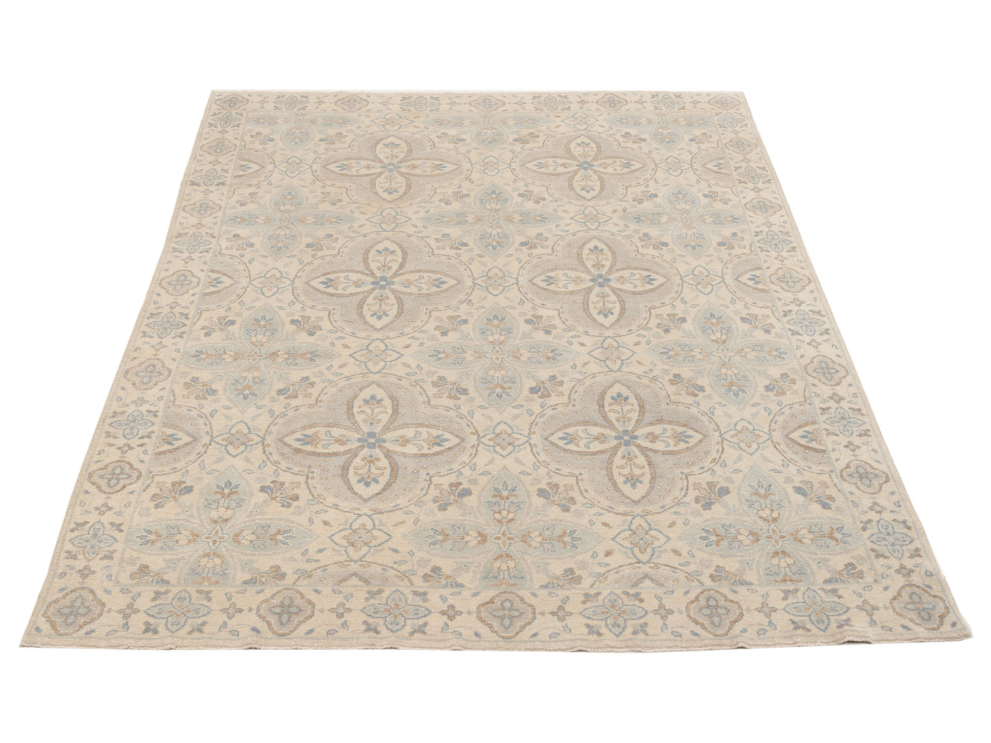 Andalusia 153640 Ivory Blue 8x9.9 Hand Knotted Rug