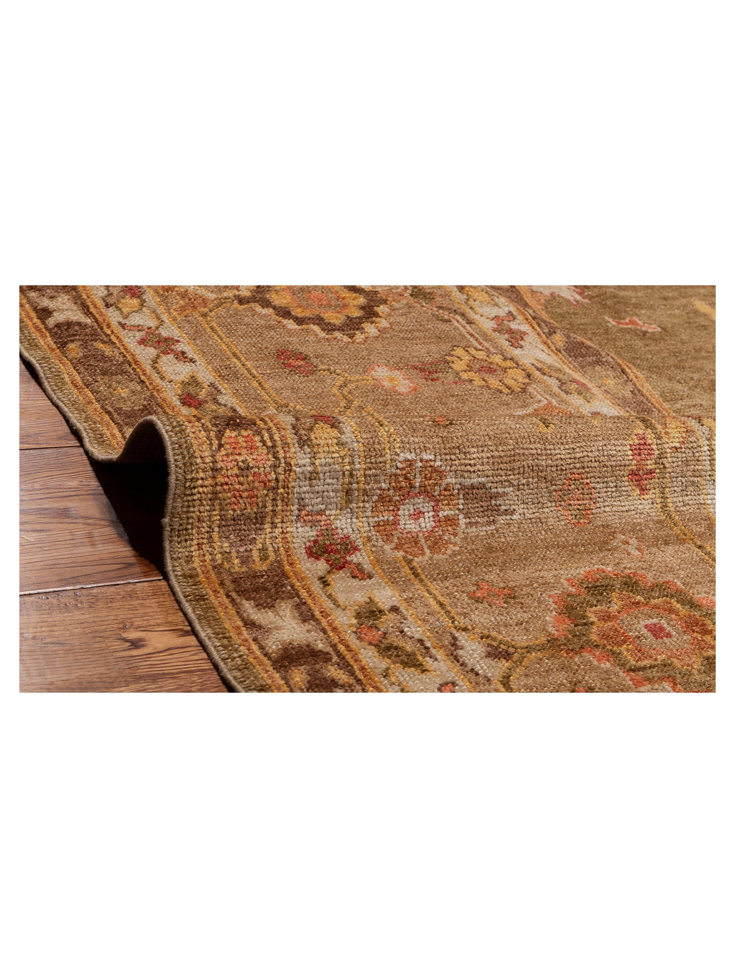 Angora Oushak 153644 Green Brown 14.2x21.8 Hand Knotted Rug