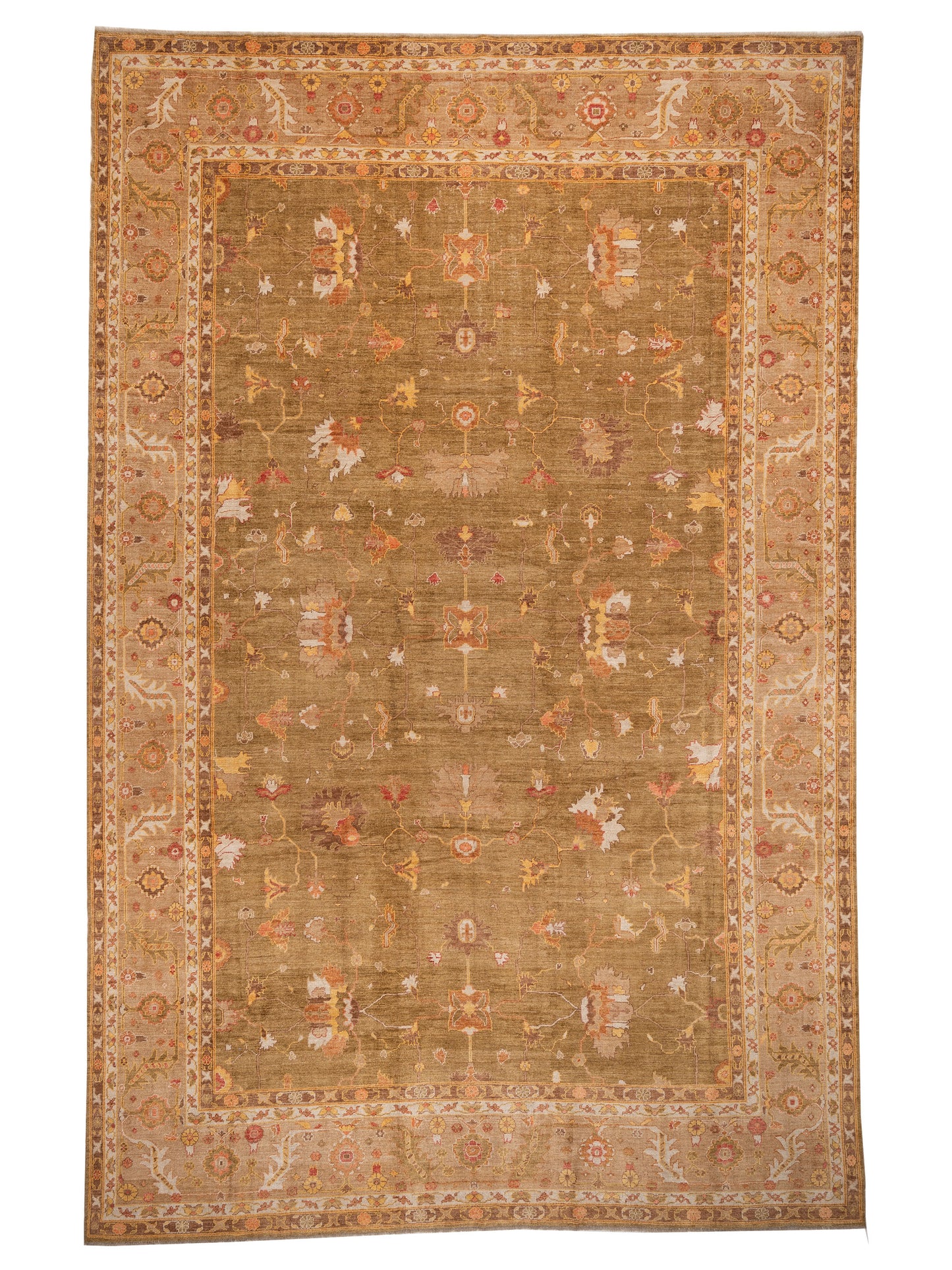 Anadol Angora Oushak Green Brown Traditional