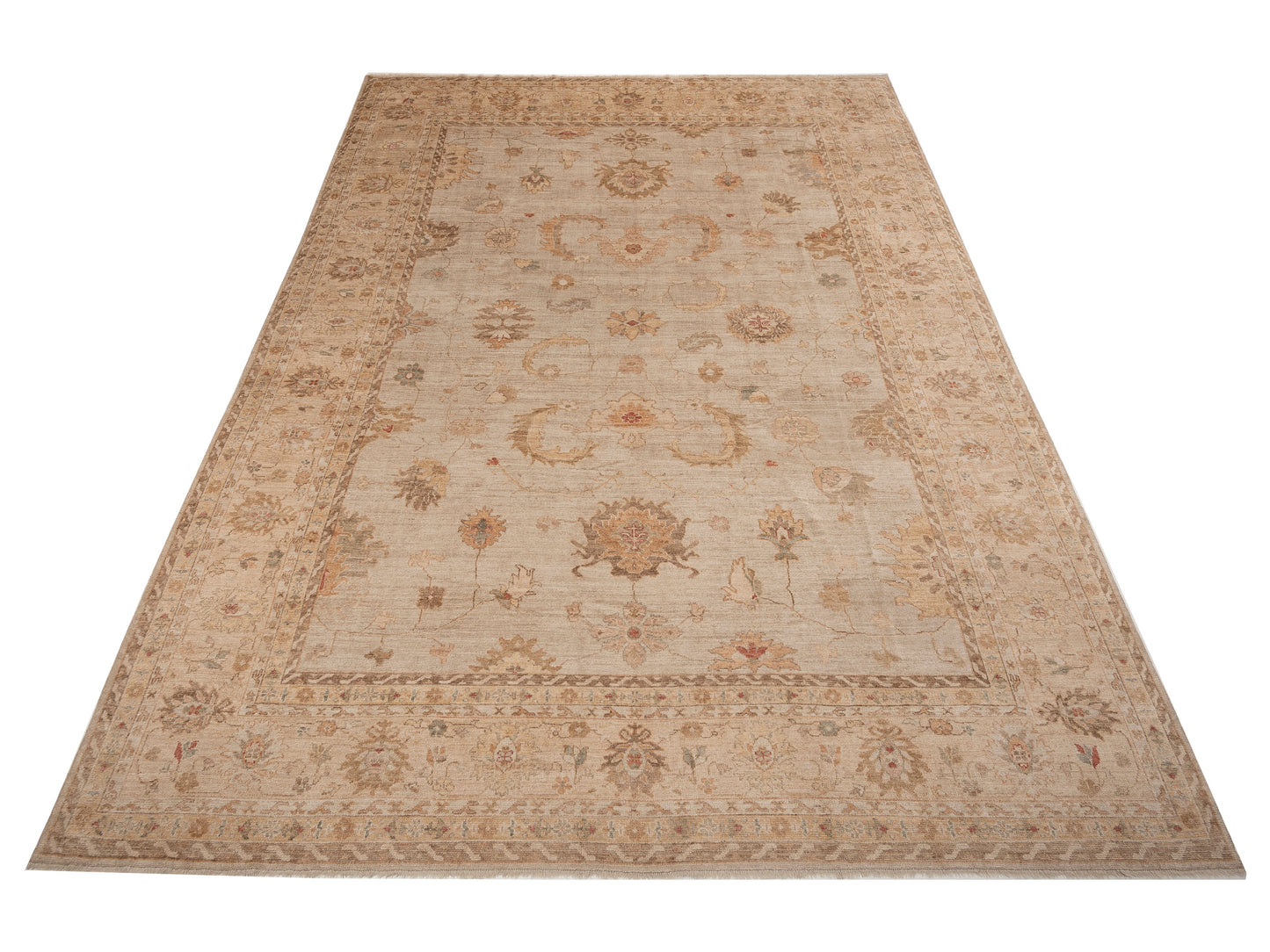 Angora Oushak 153645 Silver Gold 12.9x17.9 Hand Knotted Rug