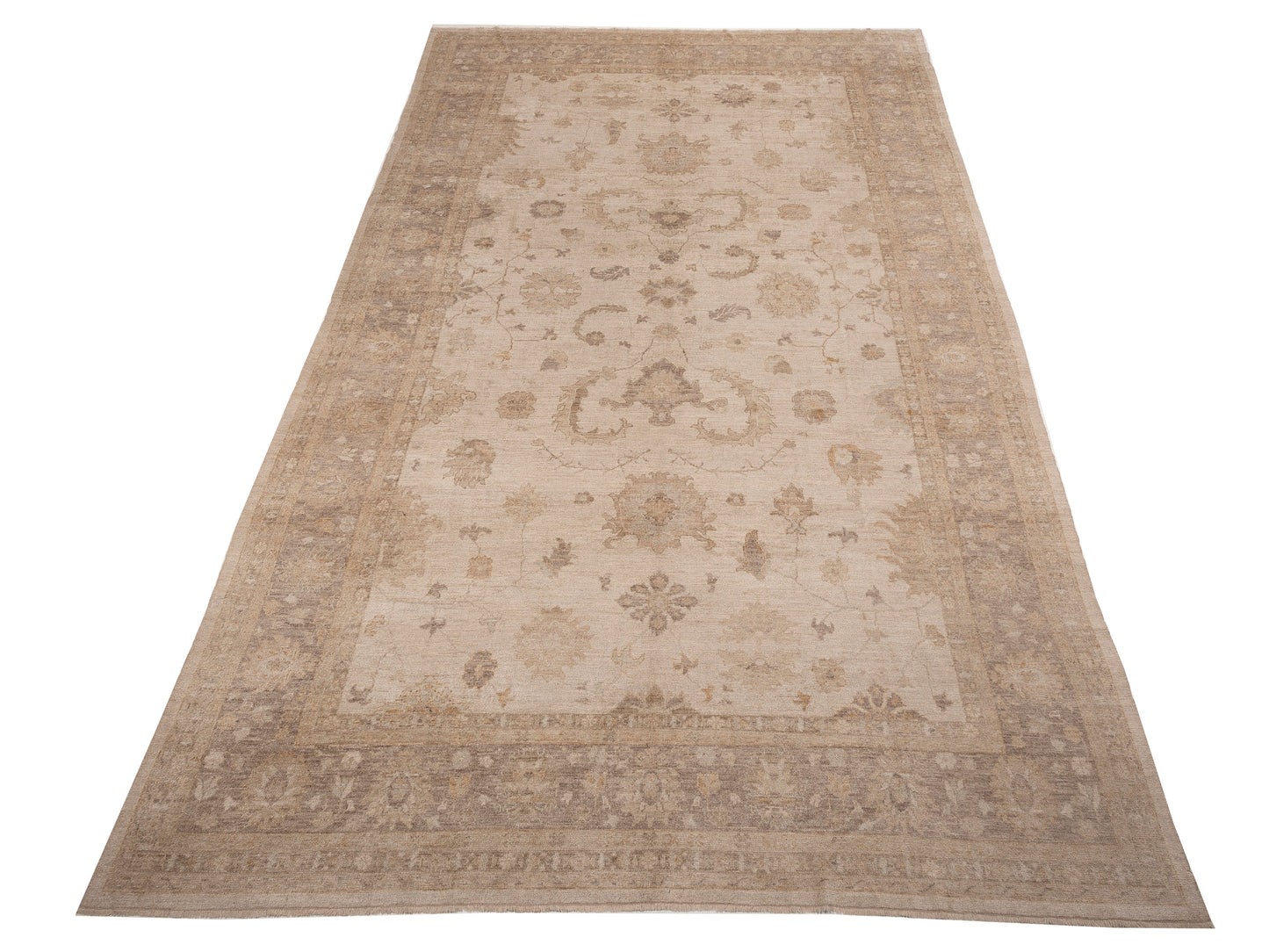 Angora Oushak 153655 Beige Brown 12x19.4 Hand Knotted Rug