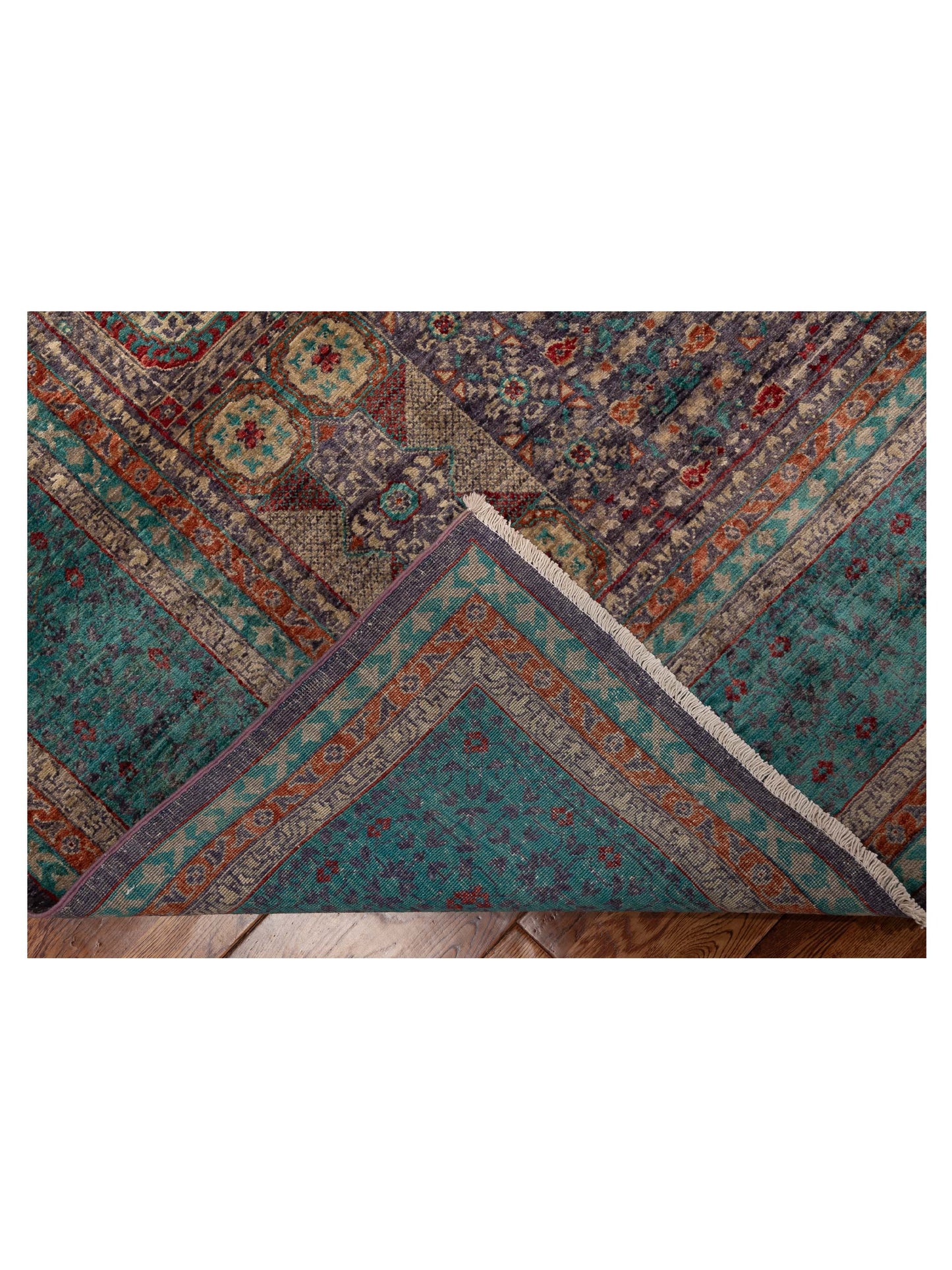 Super Mamluk 153660 Purple Turquoise 9x11.10 Hand Knotted Rug