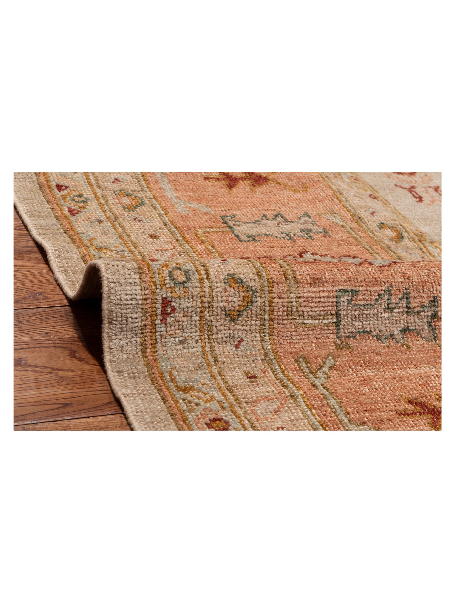 Angora Oushak 153669 Beige Pink 12.8x15.9 Hand Knotted Rug