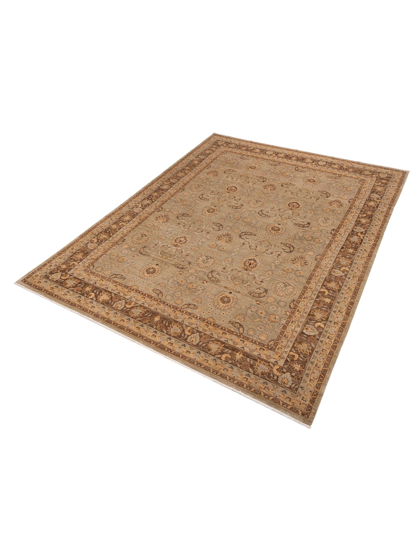 Karya Saran Green Brown 11.9x15.1 Hand Knotted Rug