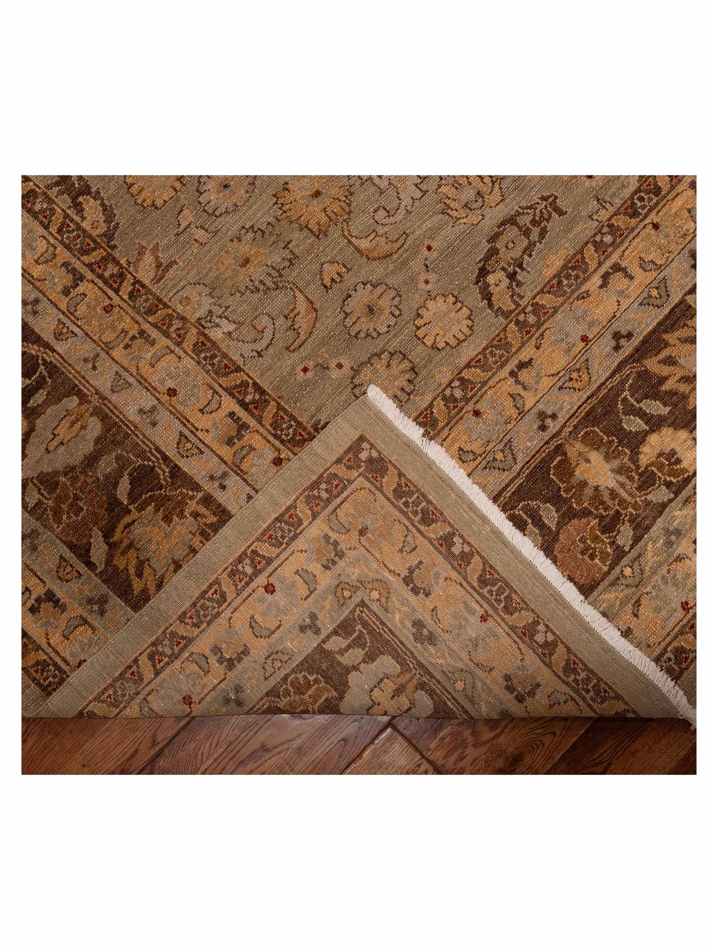 Karya Saran Green Brown 11.9x15.1 Hand Knotted Rug