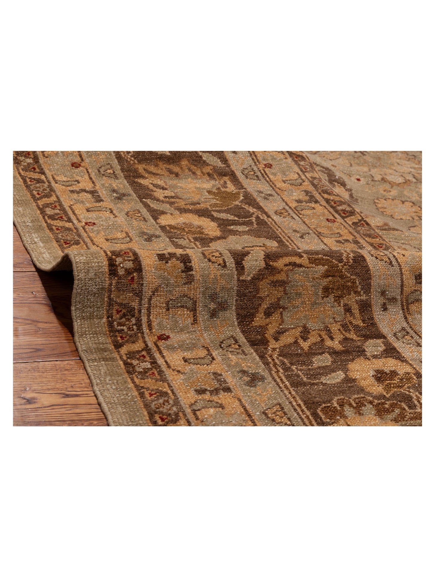Karya Saran Green Brown 11.9x15.1 Hand Knotted Rug