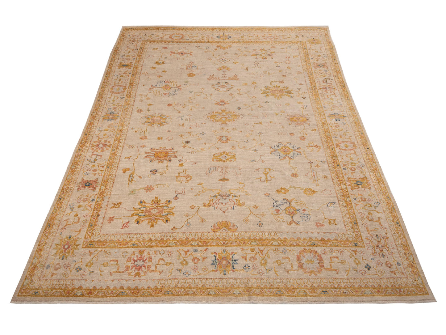 Angora Oushak 153671 Beige Beige 12.4X15.6 Hand Knotted Rug