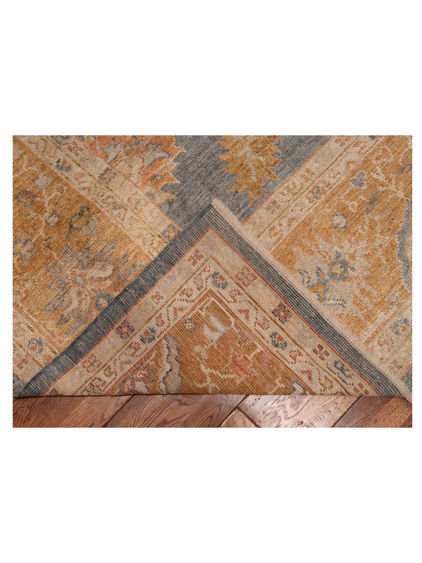 Angora Oushak 153672 Blue Orange 11.9X16.1 Hand Knotted Rug