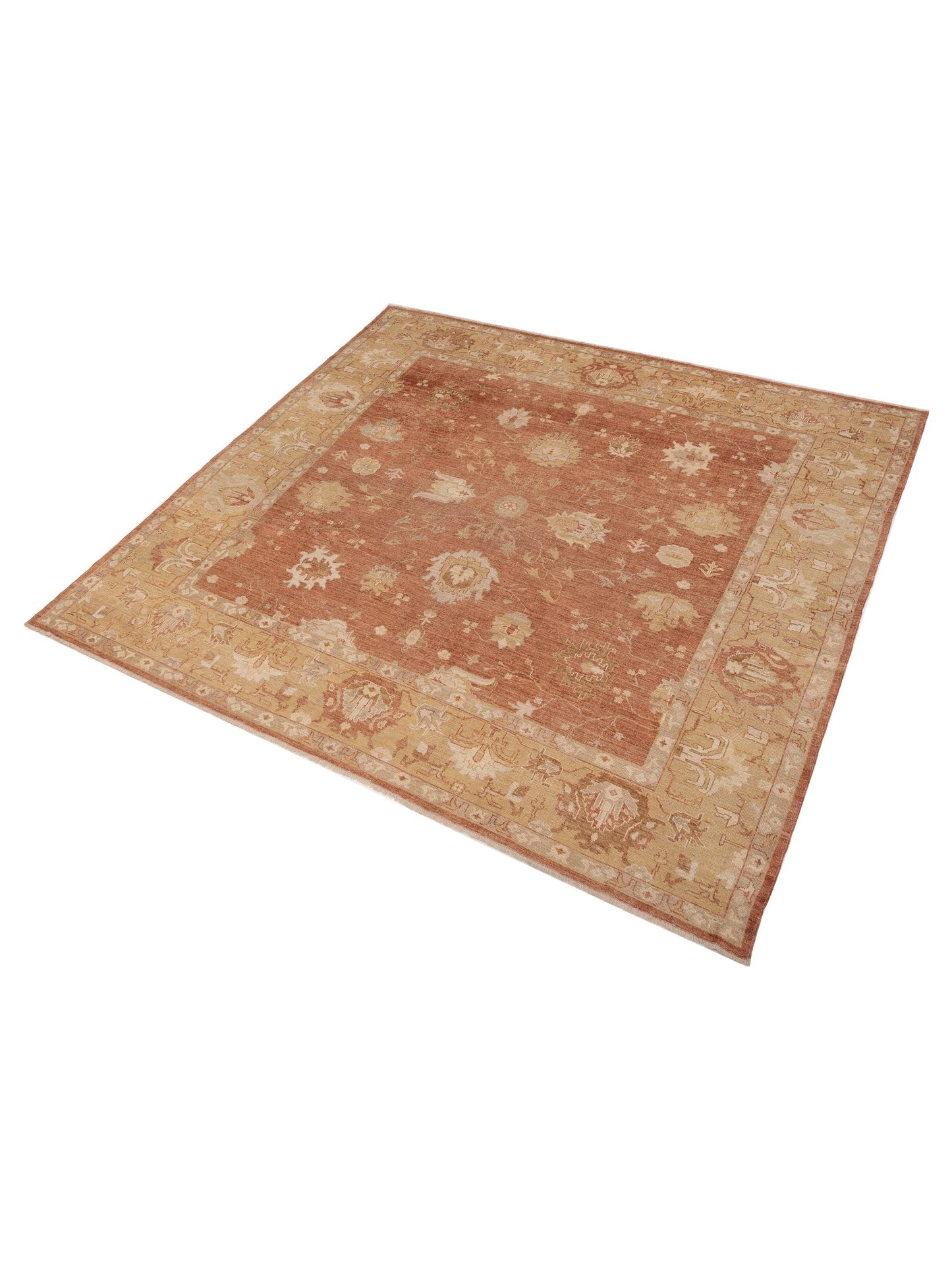 Angora Oushak 153675 Rust Gold 12.3x11.8 Hand Knotted Rug