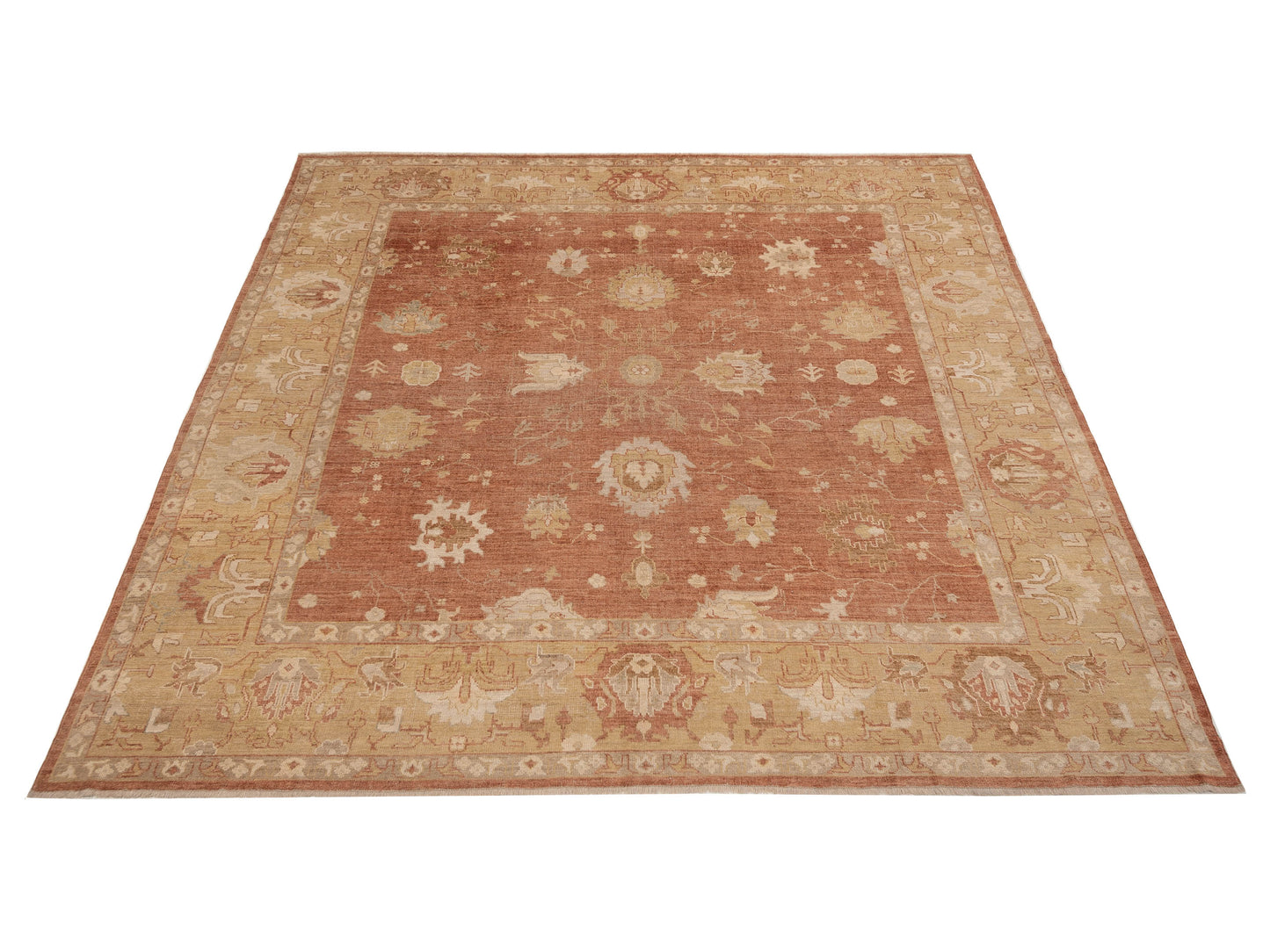 Angora Oushak 153675 Rust Gold 12.3x11.8 Hand Knotted Rug