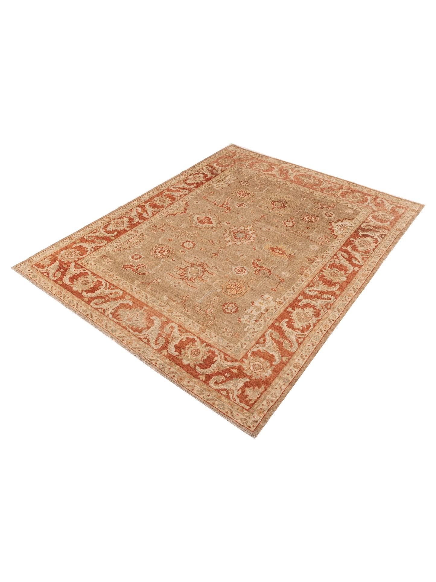 Angora Oushak 153698 Brown Rust 9.2x11.8 Hand Knotted Rug