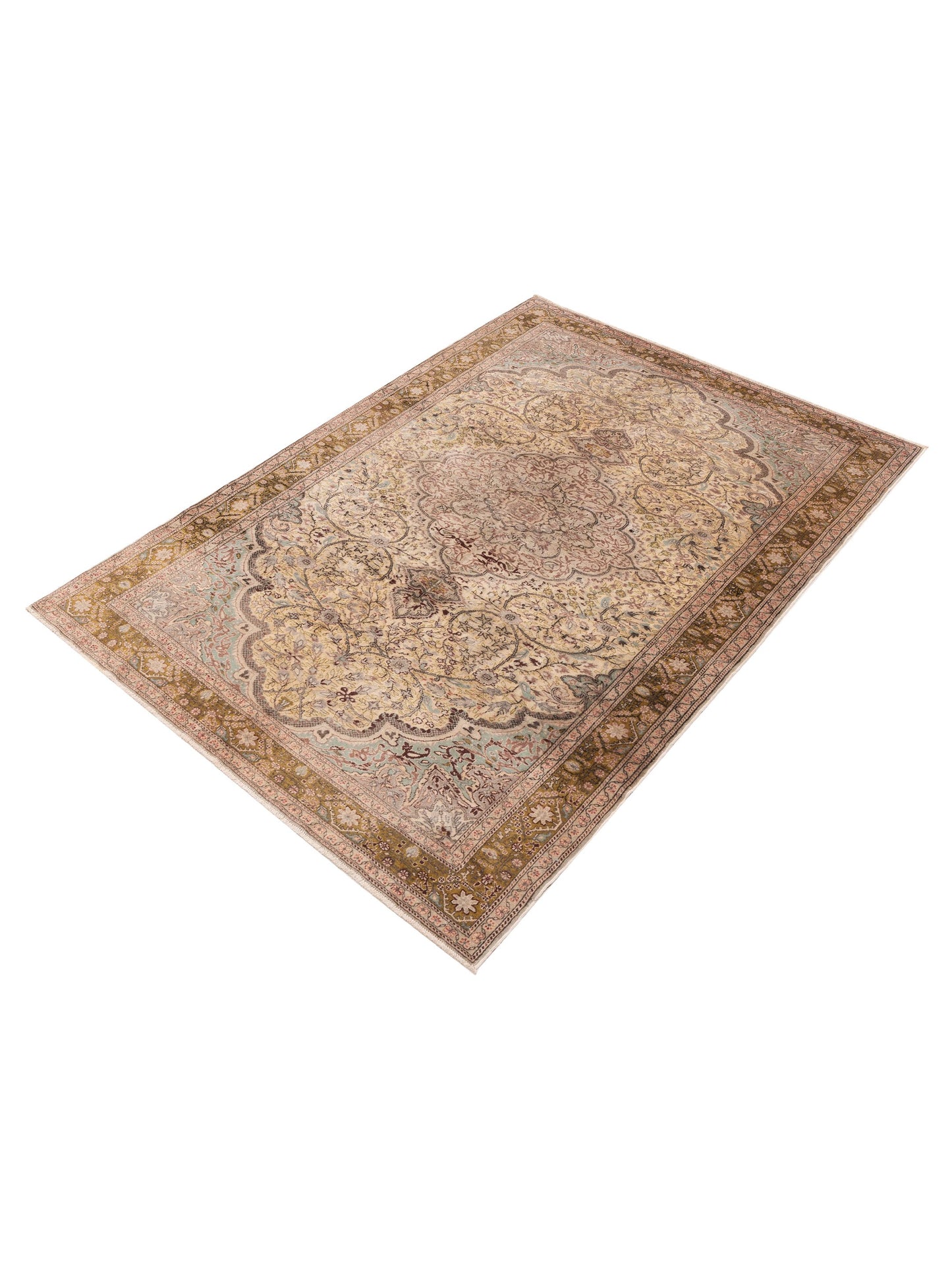 Kayseri 153705 Ivory Green 6.7x9.7 Hand Knotted Rug