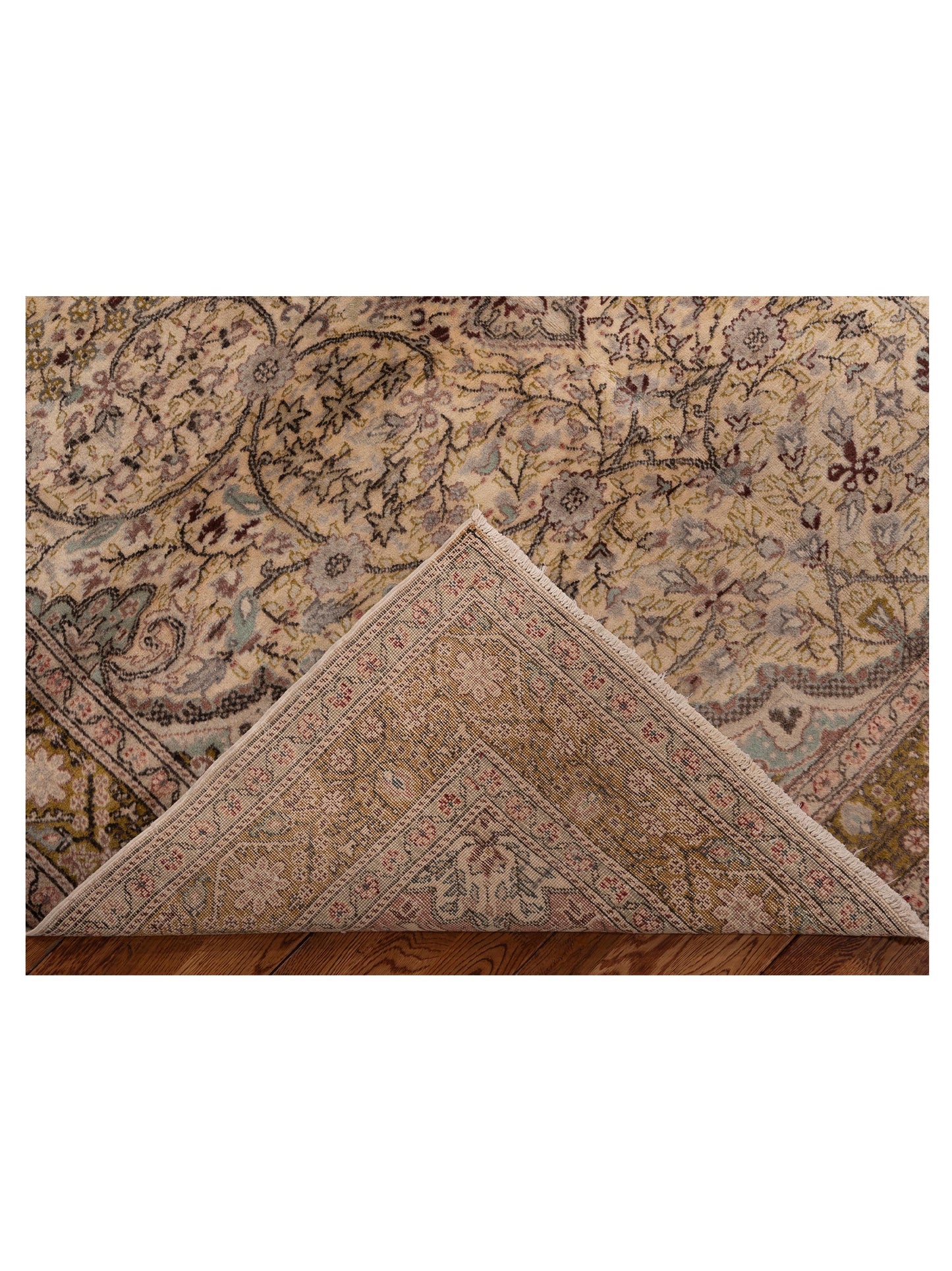 Kayseri 153705 Ivory Green 6.7x9.7 Hand Knotted Rug