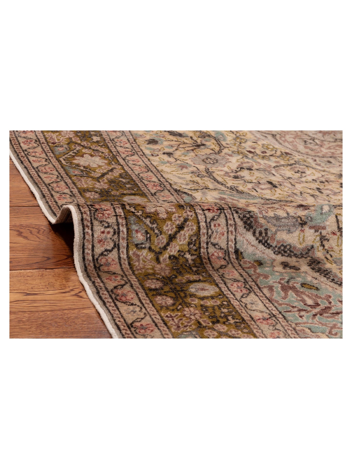 Kayseri 153705 Ivory Green 6.7x9.7 Hand Knotted Rug