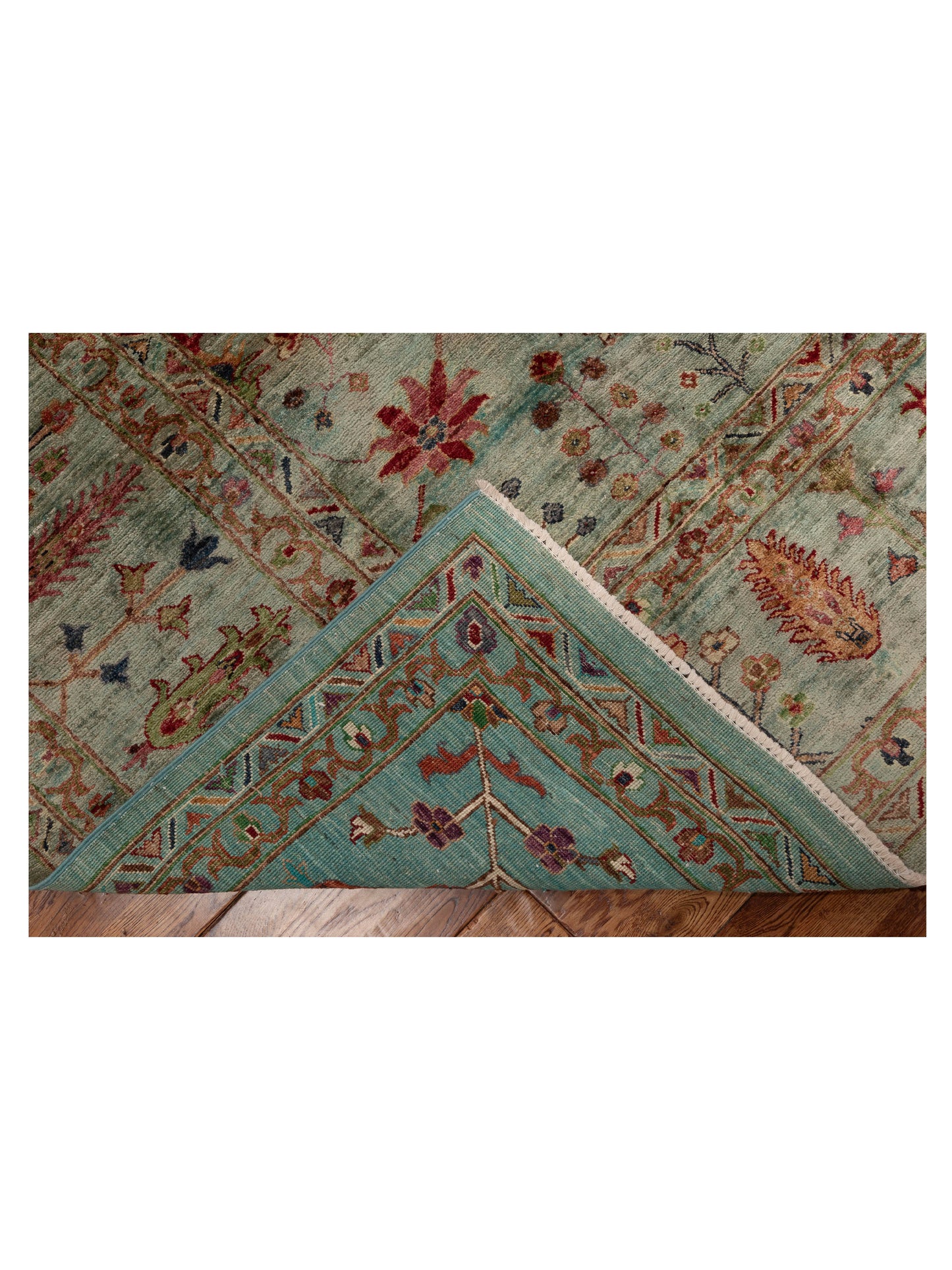 Sultan 153707 Green Green 9x12.2 Hand Knotted Rug