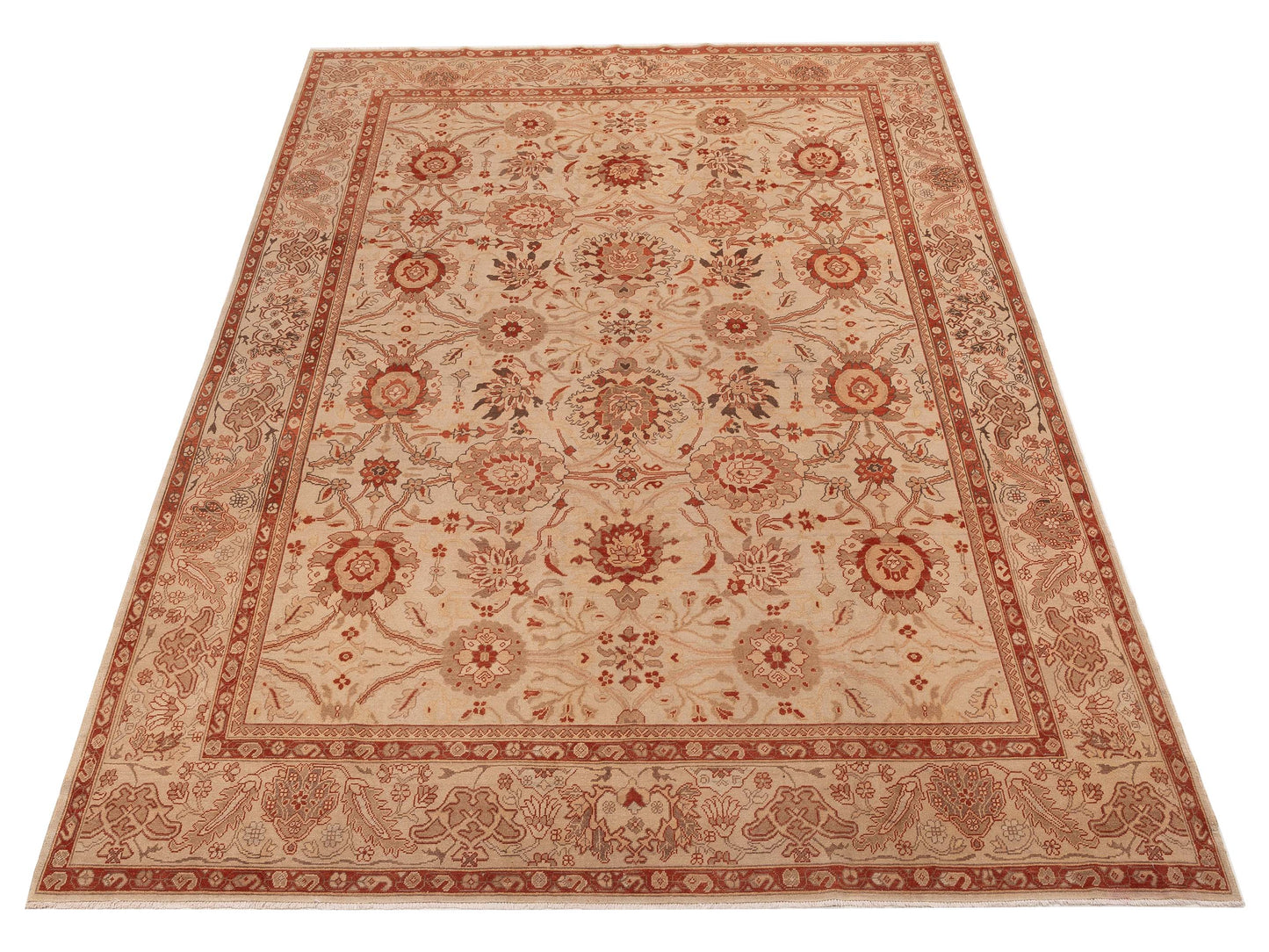 Turkish Elvan 153709 Beige Beige 9.10x13.10 Hand Knotted Rug