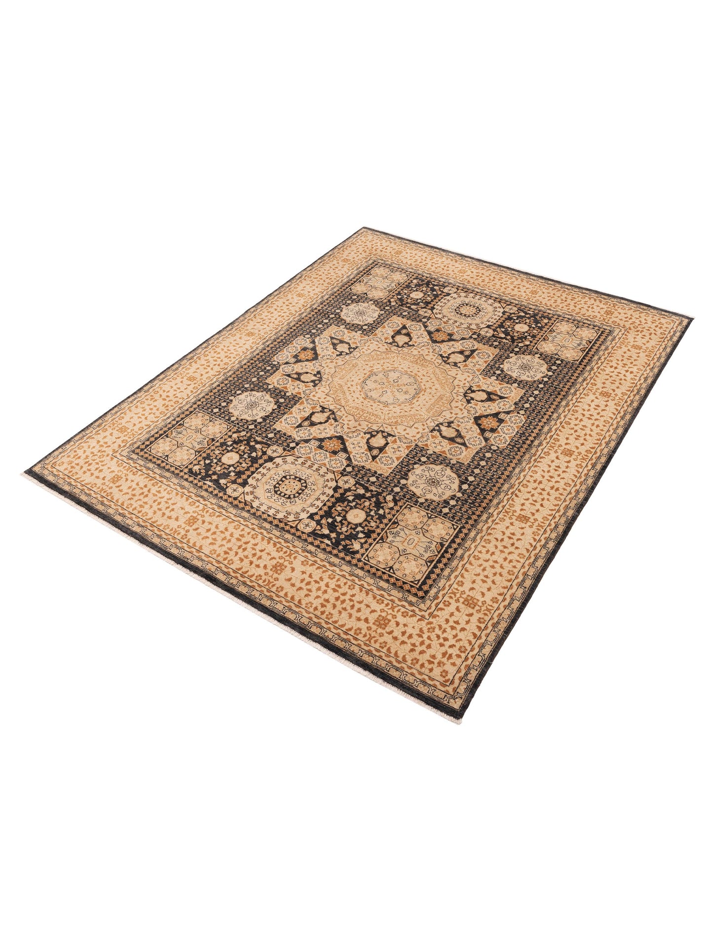 Platinum 153714 Black Ivory 7.11x10.1 Hand Knotted Rug