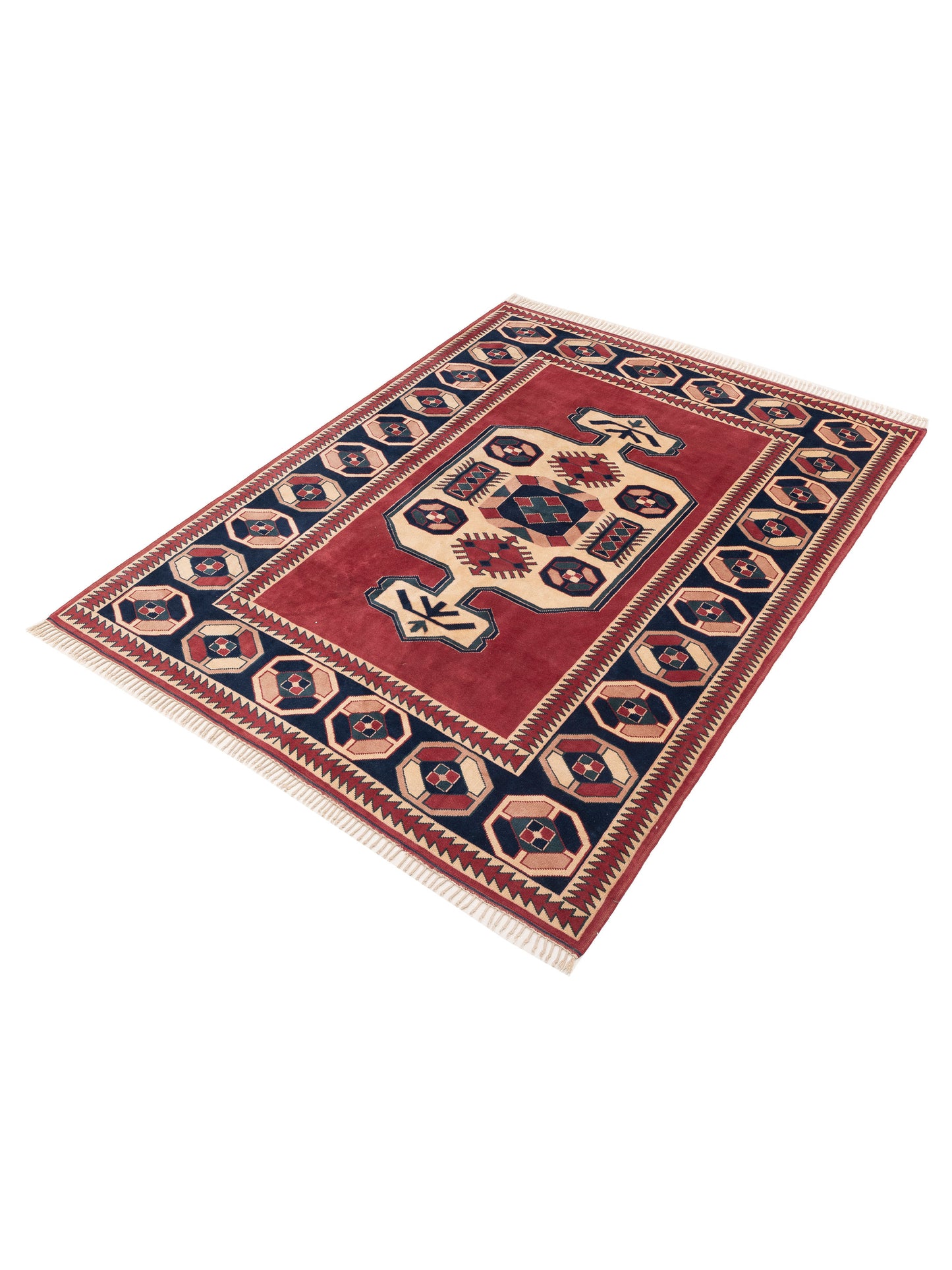 Milas 153725 Red Navy 7.4x10 Hand Knotted Rug