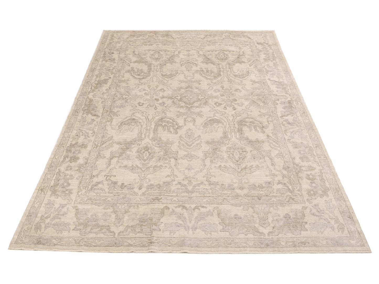 Angora Oushak 153728 Ivory Ivory 9.3x12.11 Hand Knotted Rug