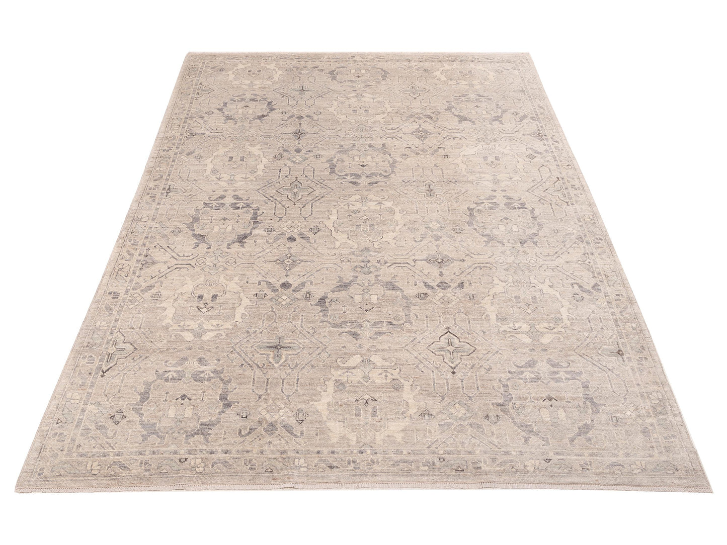 Angora Oushak 153759 Silver Gray 8.9x11.11 Hand Knotted Rug