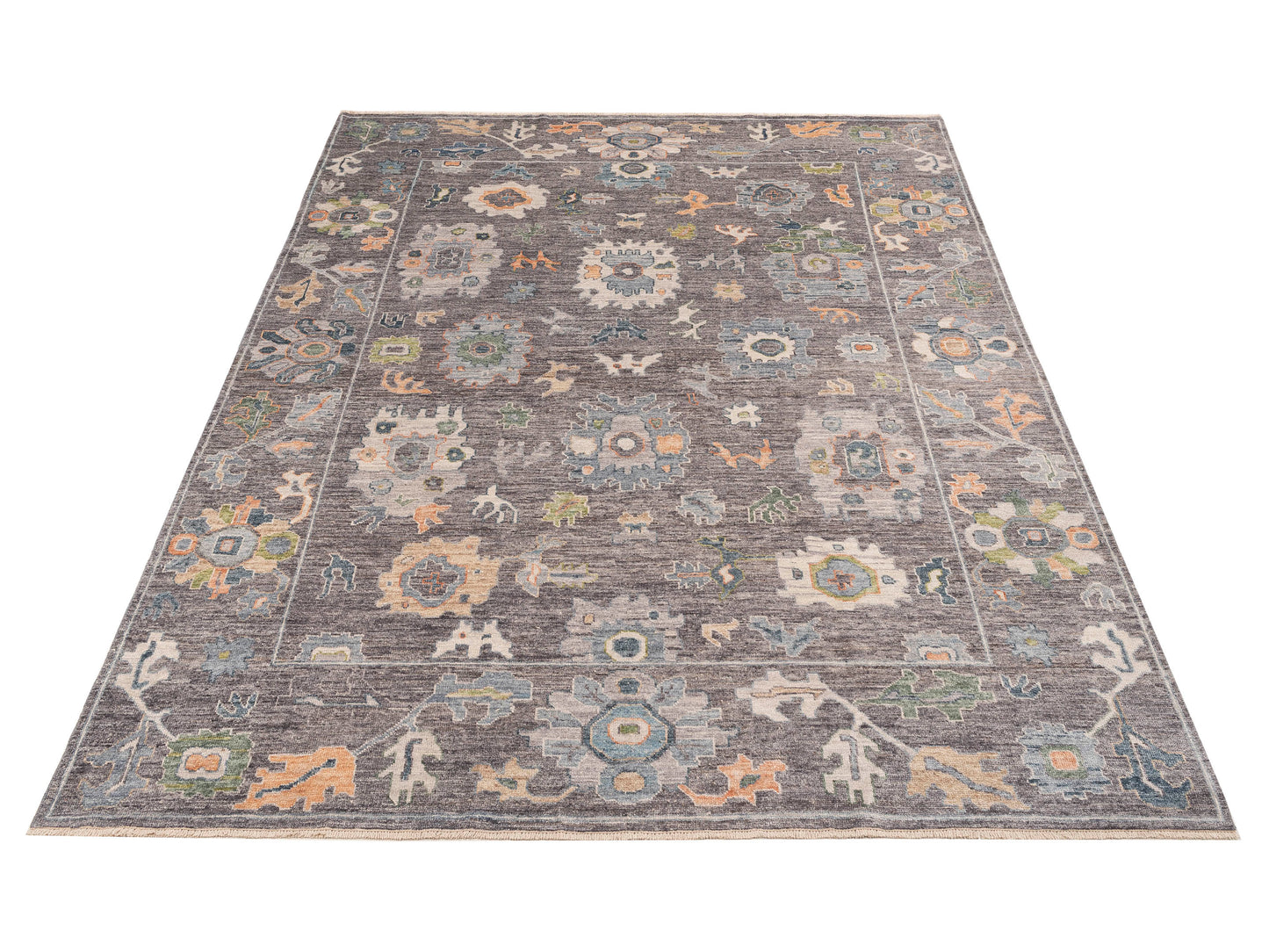 Angora Oushak 153763 Gray Gray 8.10x11.9 Hand Knotted Rug
