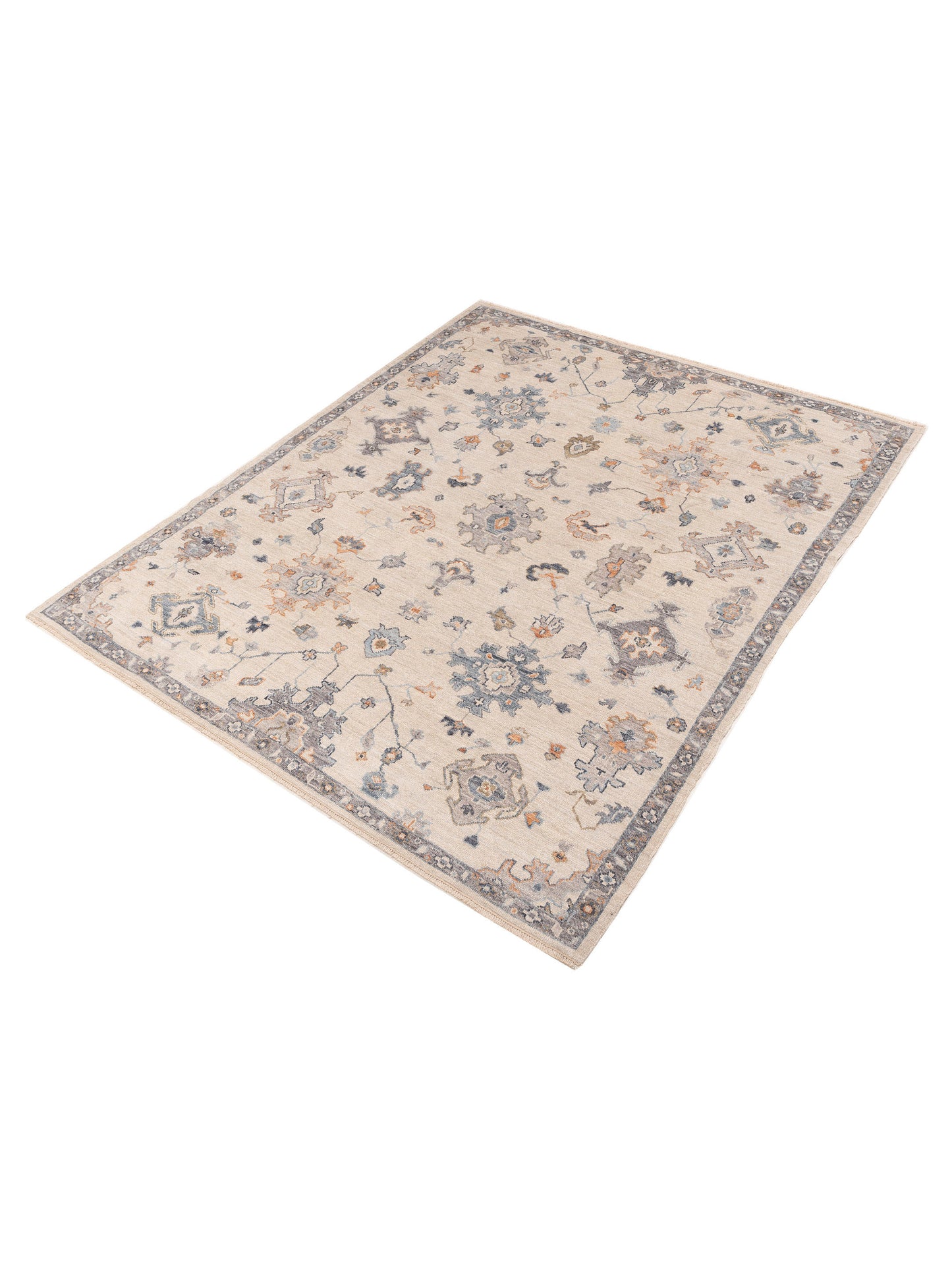 Angora Oushak 153790 Ivory Gray 8.1x9.9 Hand Knotted Rug