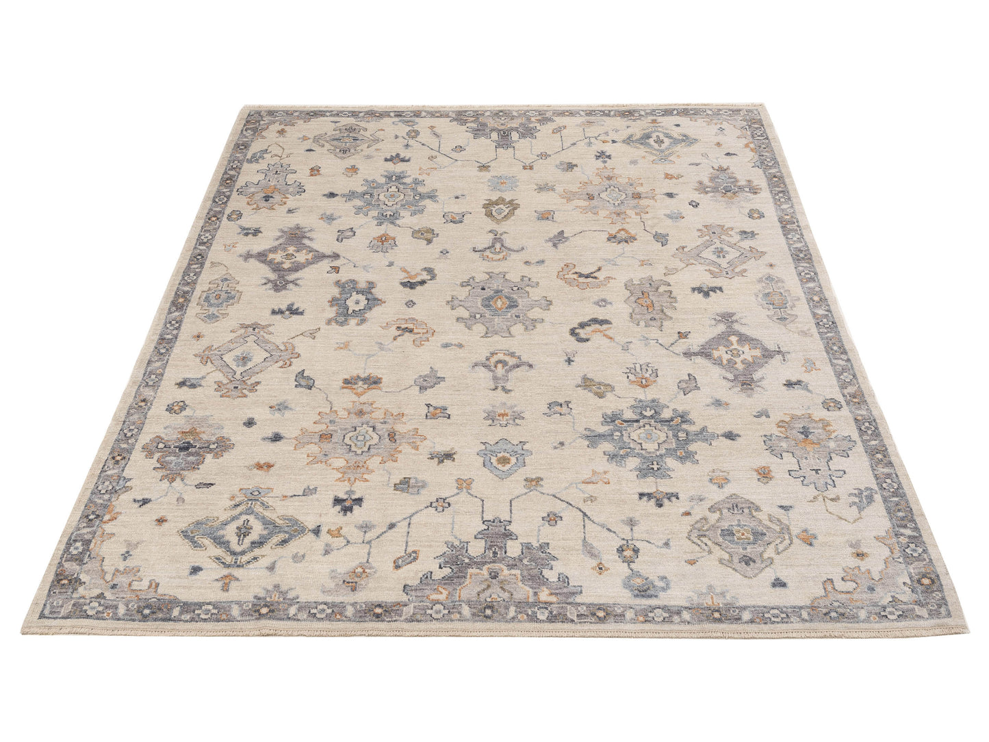 Angora Oushak 153790 Ivory Gray 8.1x9.9 Hand Knotted Rug