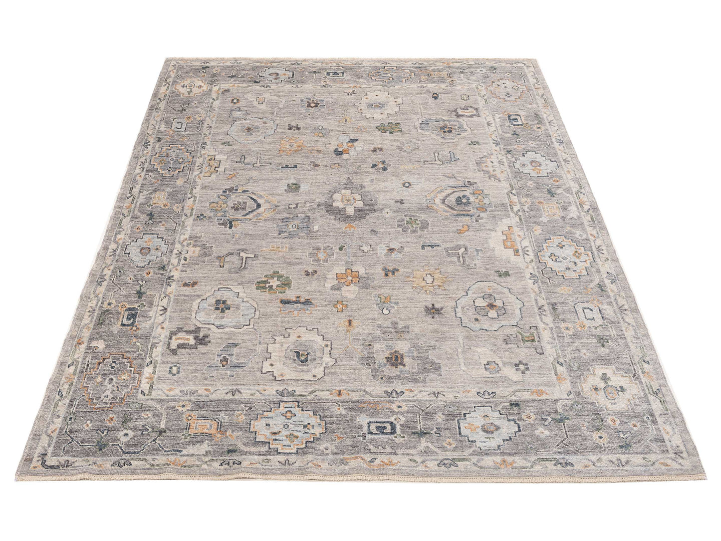 Angora Oushak 153795 Gray Gray 8.1x10.3 Hand Knotted Rug