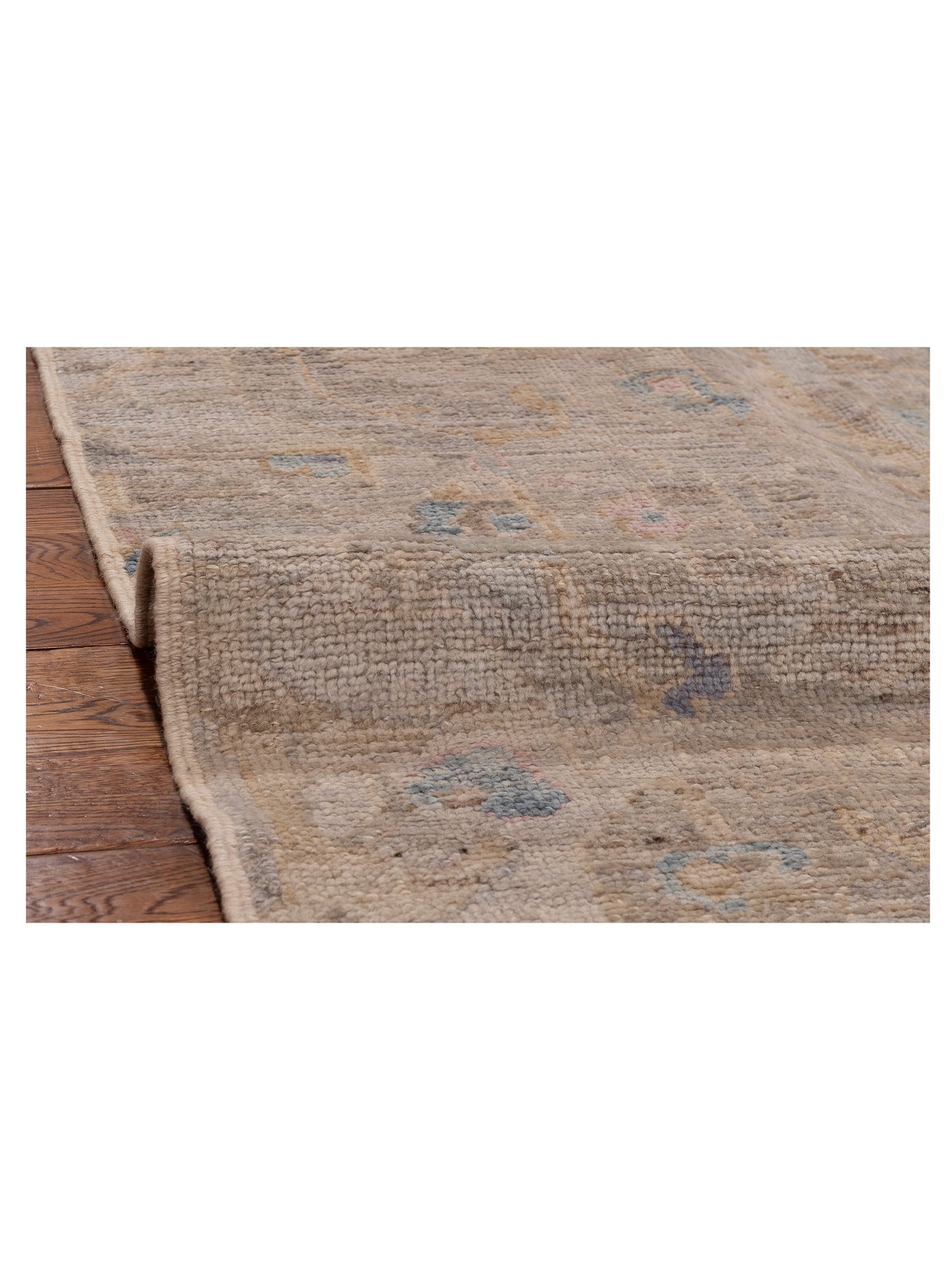 Angora Oushak 153932 Beige Light Blue 10.4x13.8 Hand Knotted Rug
