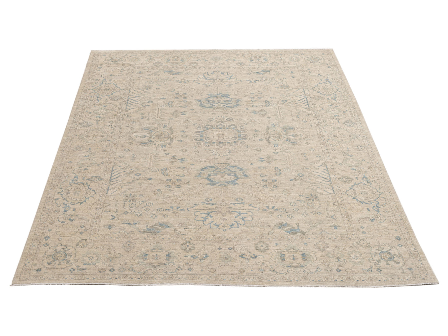 Laila 153941 Light Gray Light Gray 8x9.8 Hand Knotted Rug