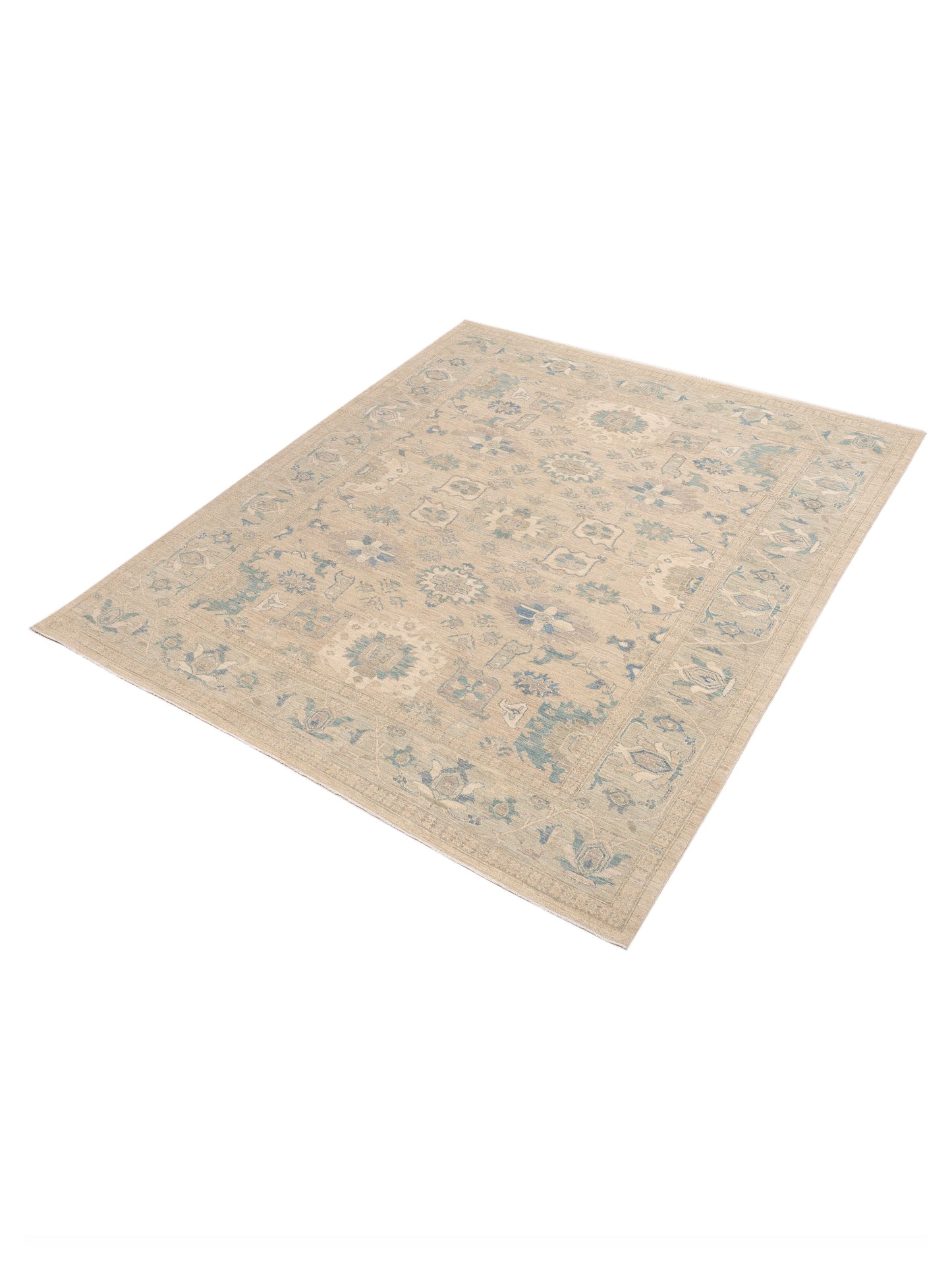 Laila 153942 Light Gray Mint 8.4x10 Hand Knotted Rug