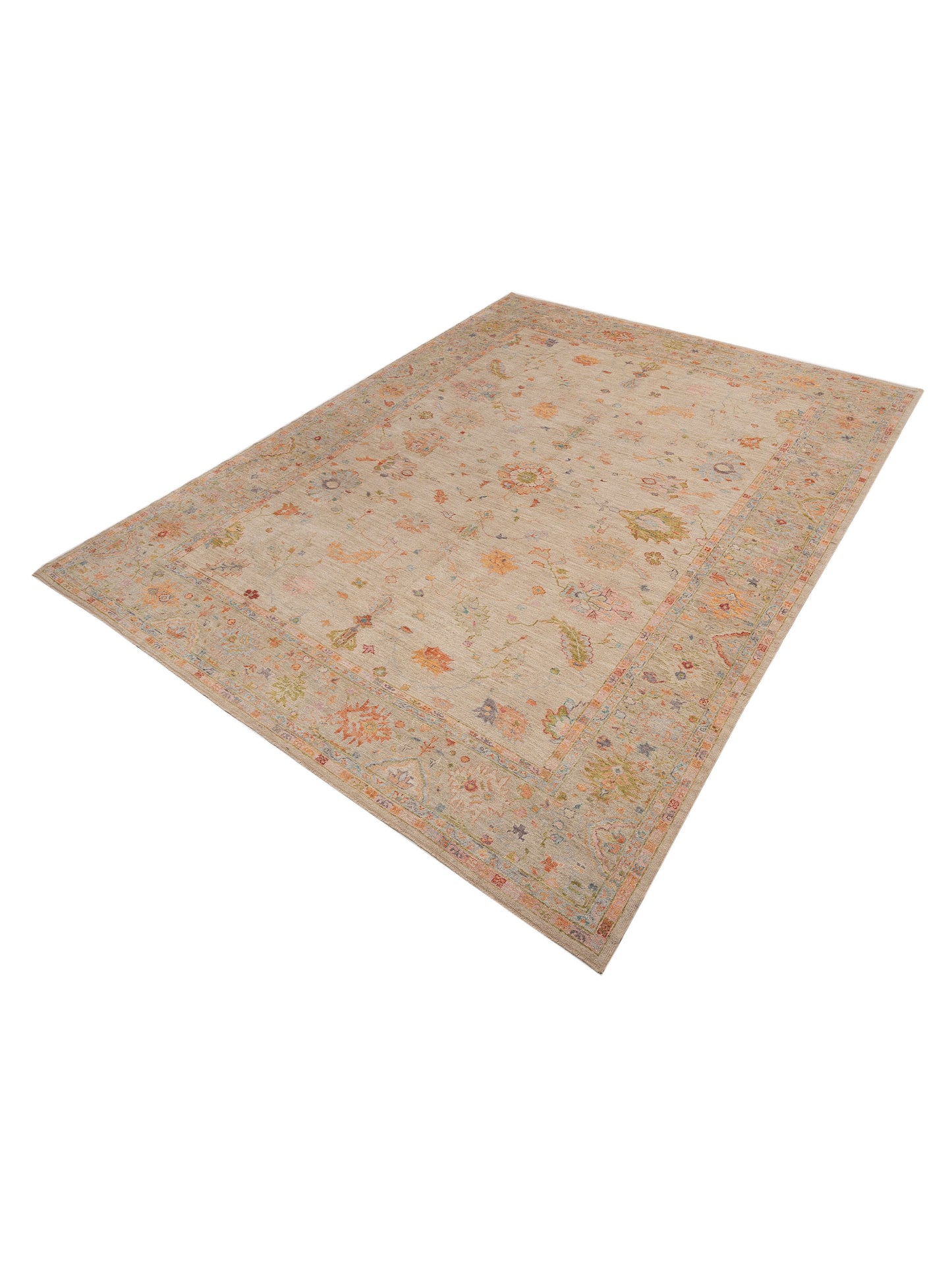 Angora Oushak 153954 Cream Brown 11.8x15 Hand Knotted Rug