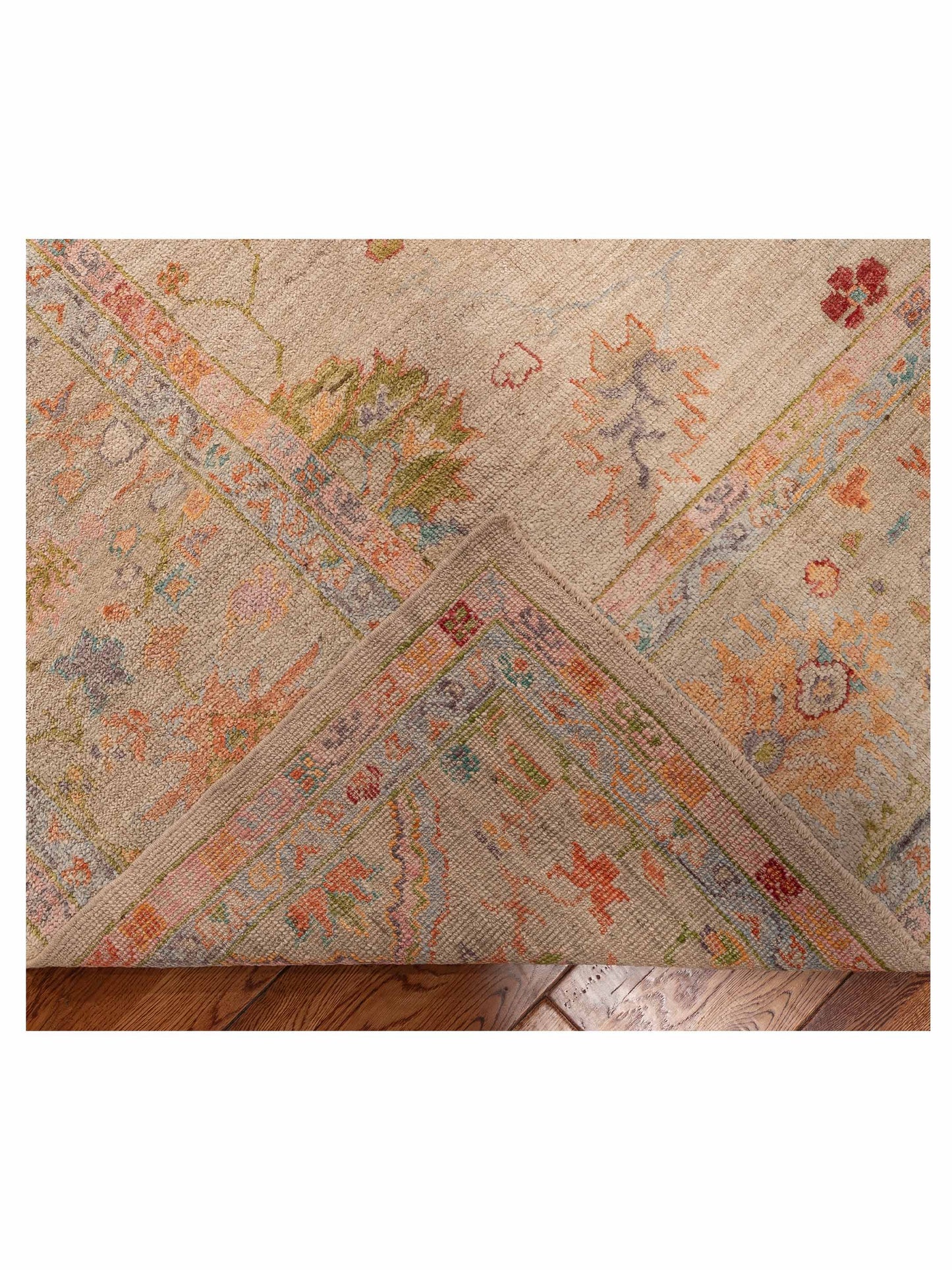 Angora Oushak 153954 Cream Brown 11.8x15 Hand Knotted Rug