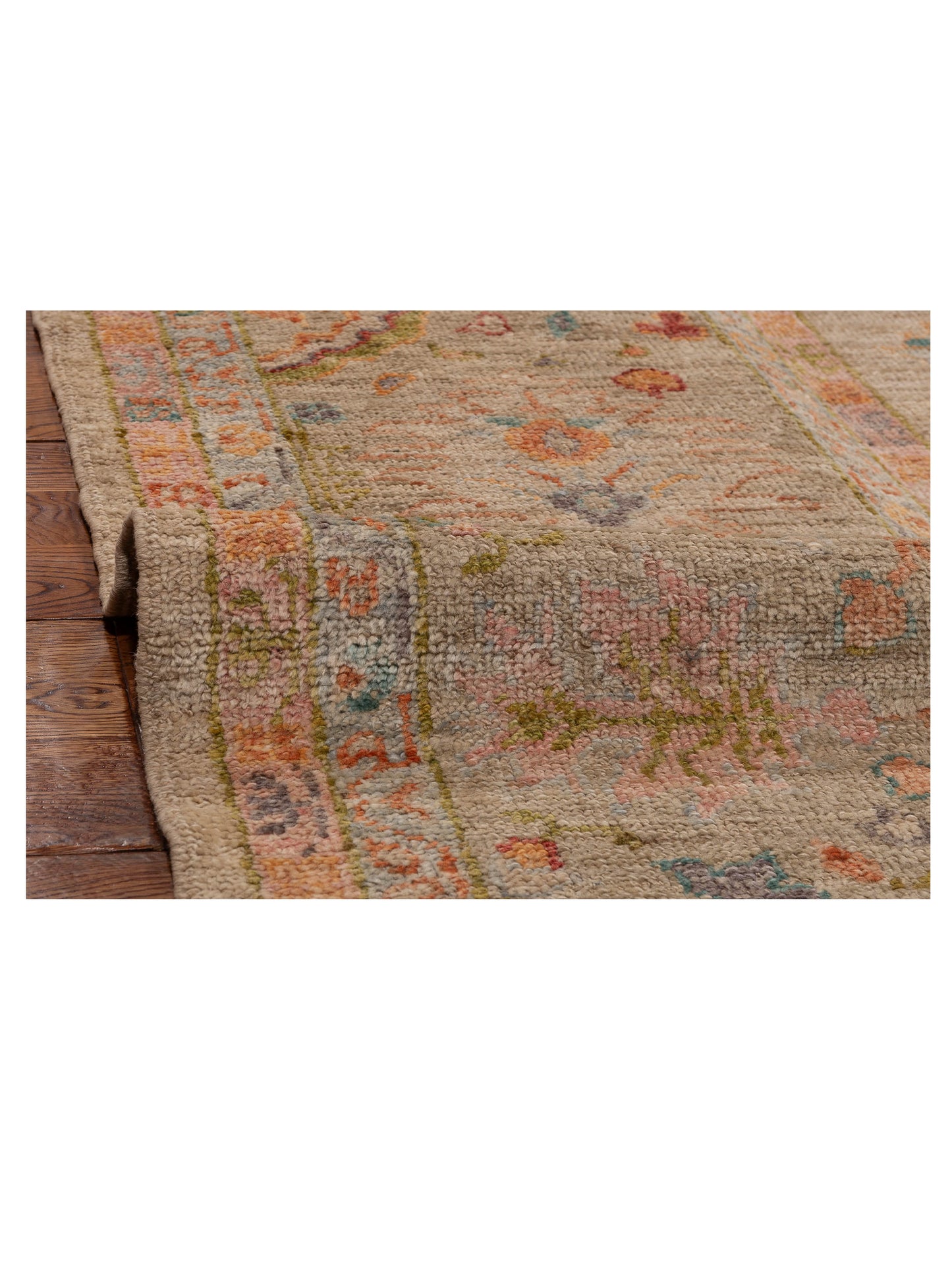 Angora Oushak 153954 Cream Brown 11.8x15 Hand Knotted Rug