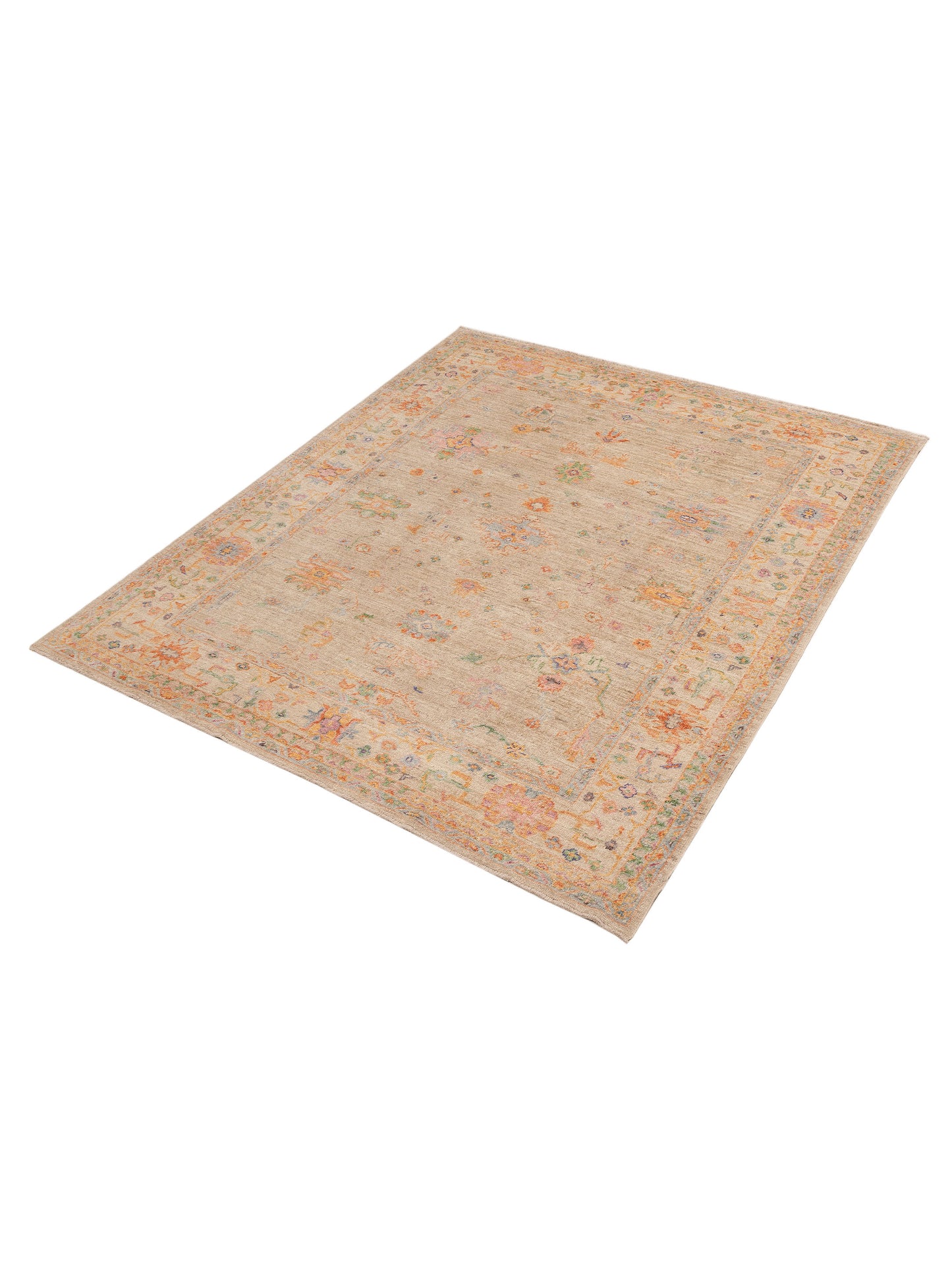 Angora Oushak 153964 Cream Beige 8.3x9.8 Hand Knotted Rug