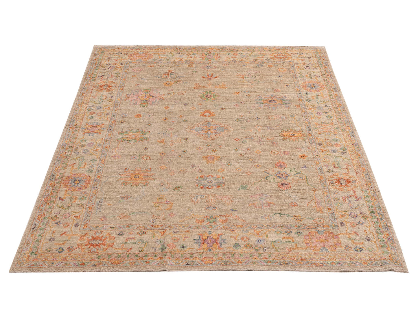 Angora Oushak 153964 Cream Beige 8.3x9.8 Hand Knotted Rug