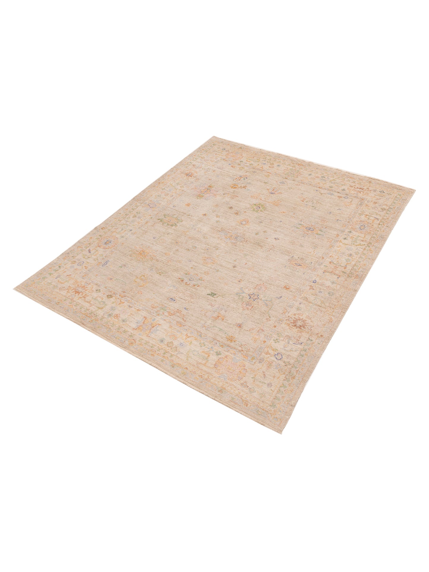 Angora Oushak 153966 Beige Beige 7.11x9.9 Hand Knotted Rug